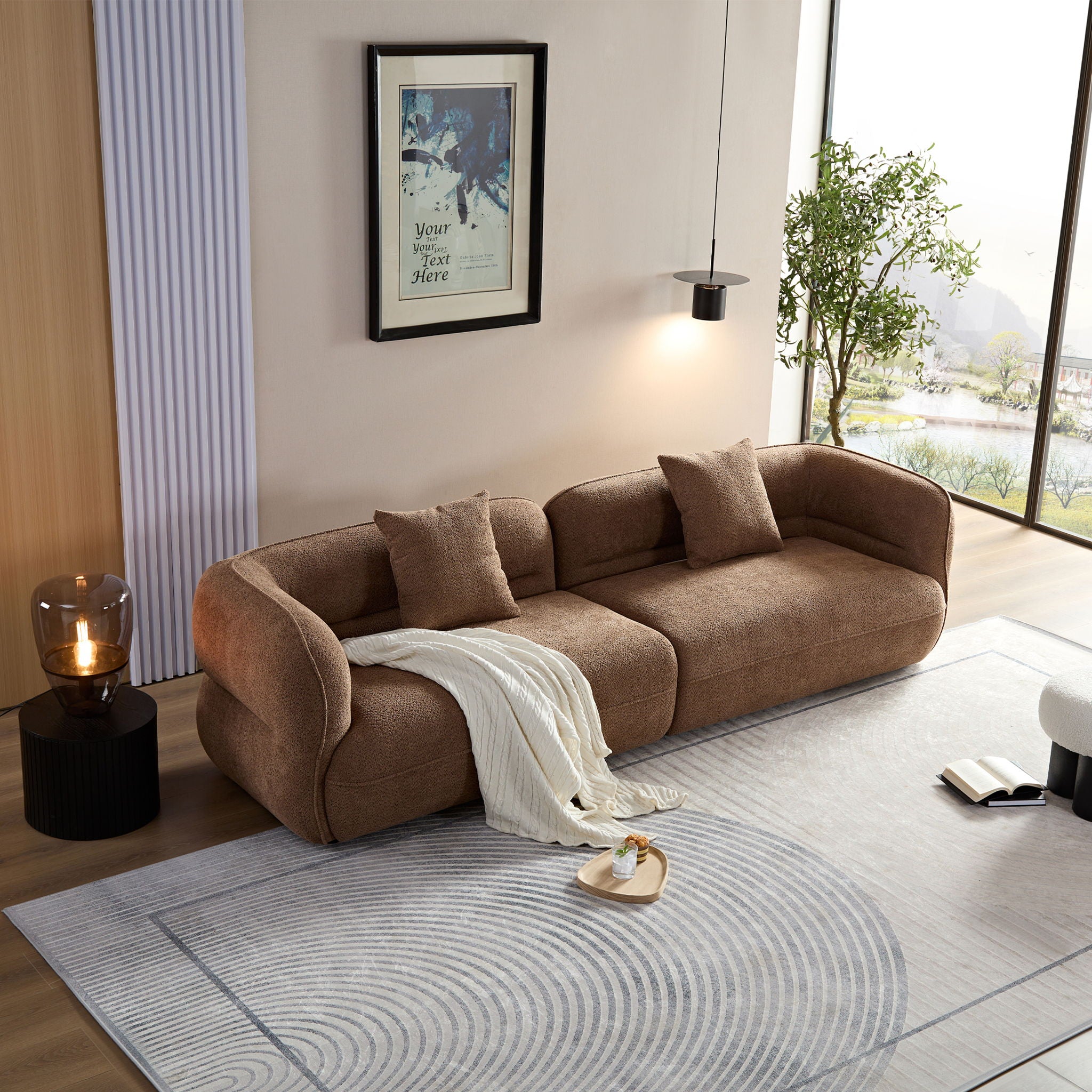 Sectional Sofa With Durable Fabric, Solid Wood Frame, And High Density Sponge Fill