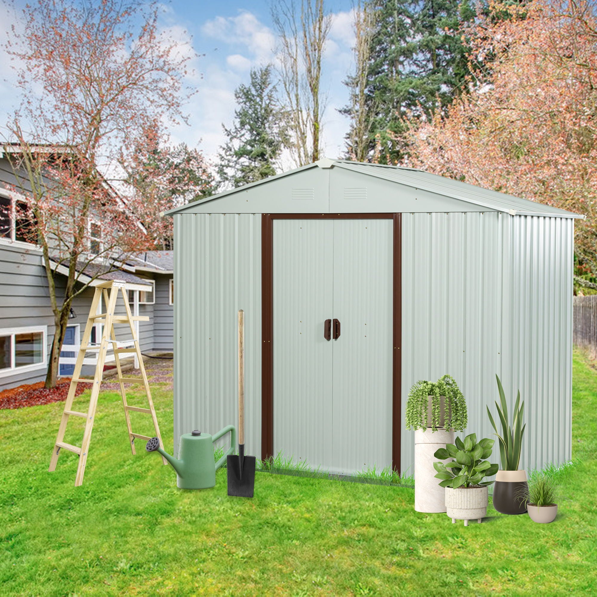 Ry-Sdyx56-W Outdoor Metal Storage Shed - White