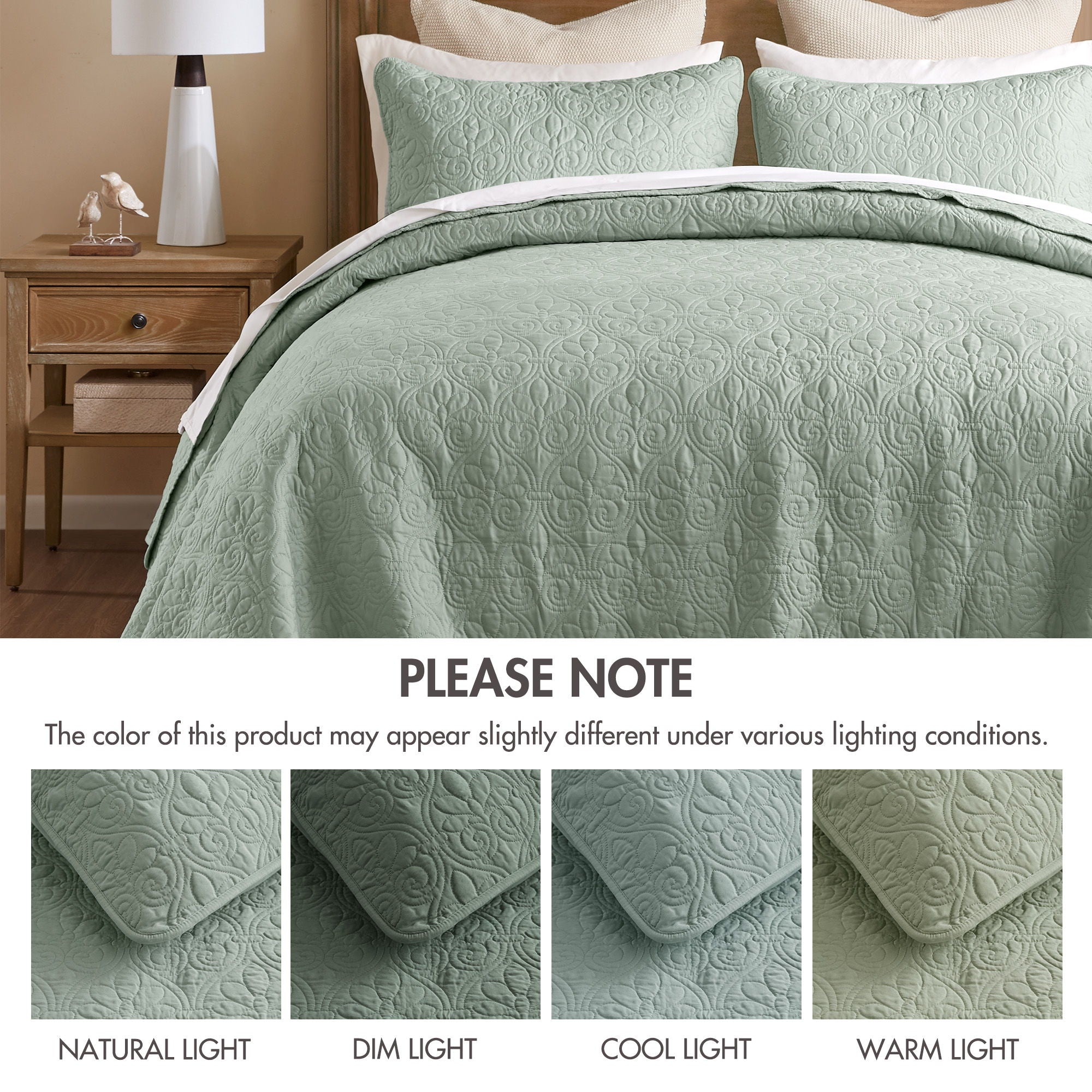 Quebec - Queen Reversible Bedspread Set - Seafoam
