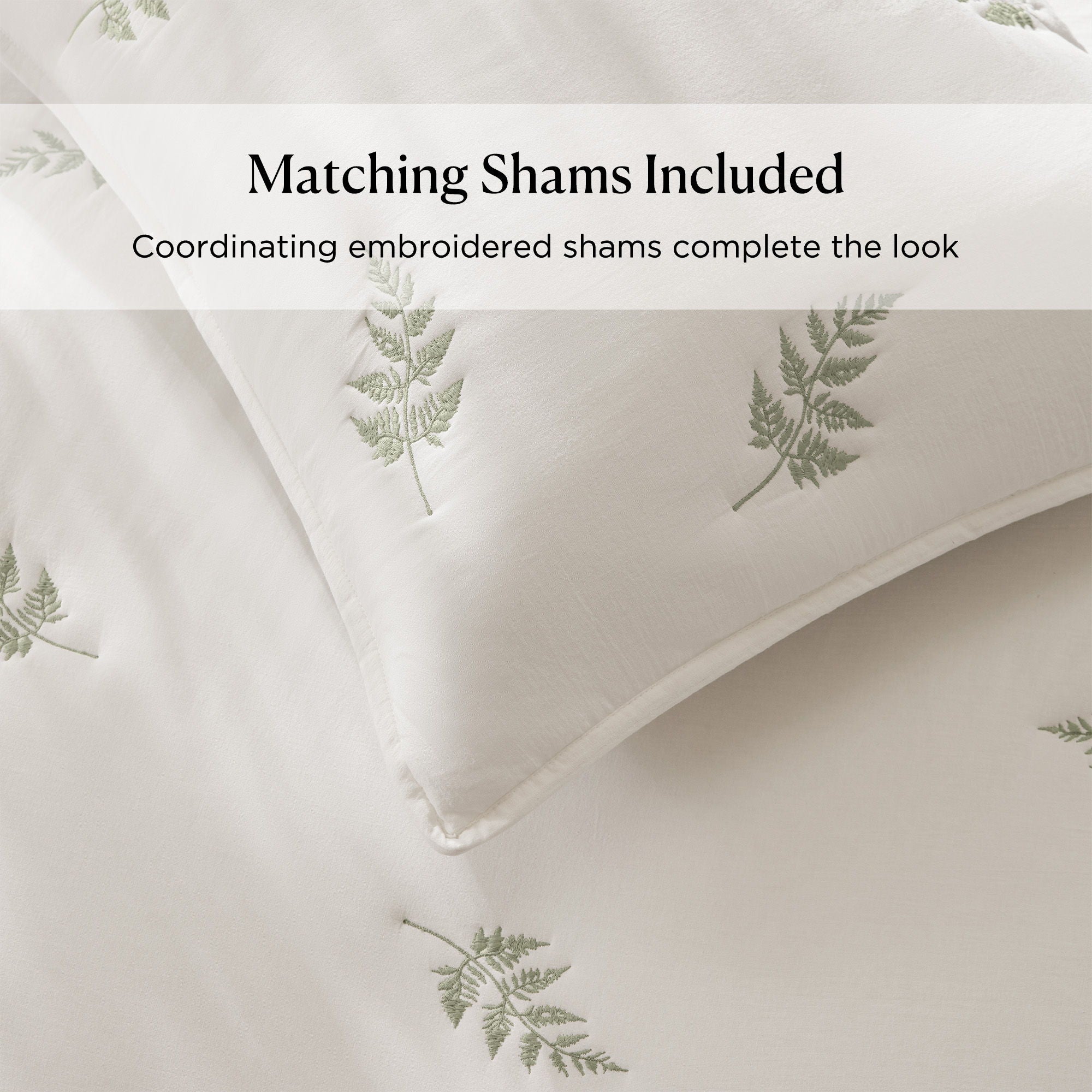 Willow Embroidered Botanical - King/California King 100% Cotton Lightweight 3 Piece Quilt Set - White / Sage
