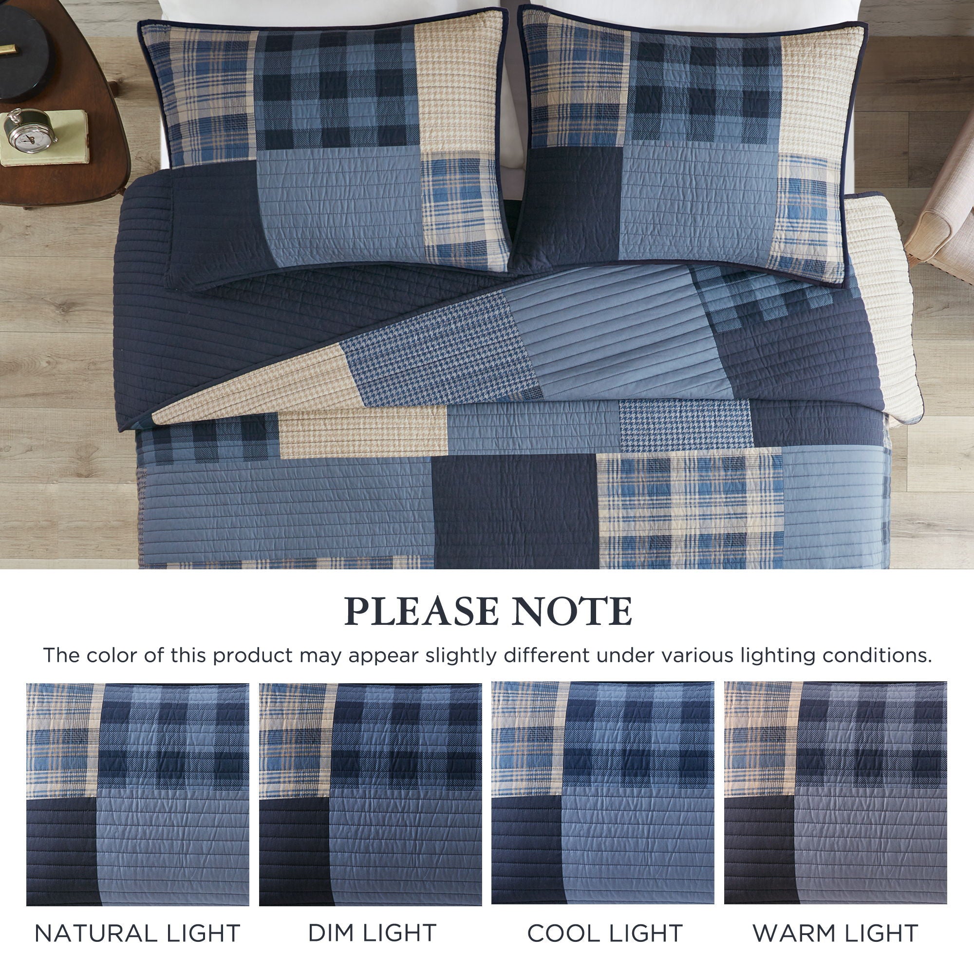 Winter Hills - Oversized King Cotton Quilt Set - Blue