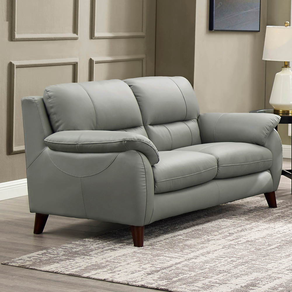 Monroe Leather Loveseat - Silver Gray