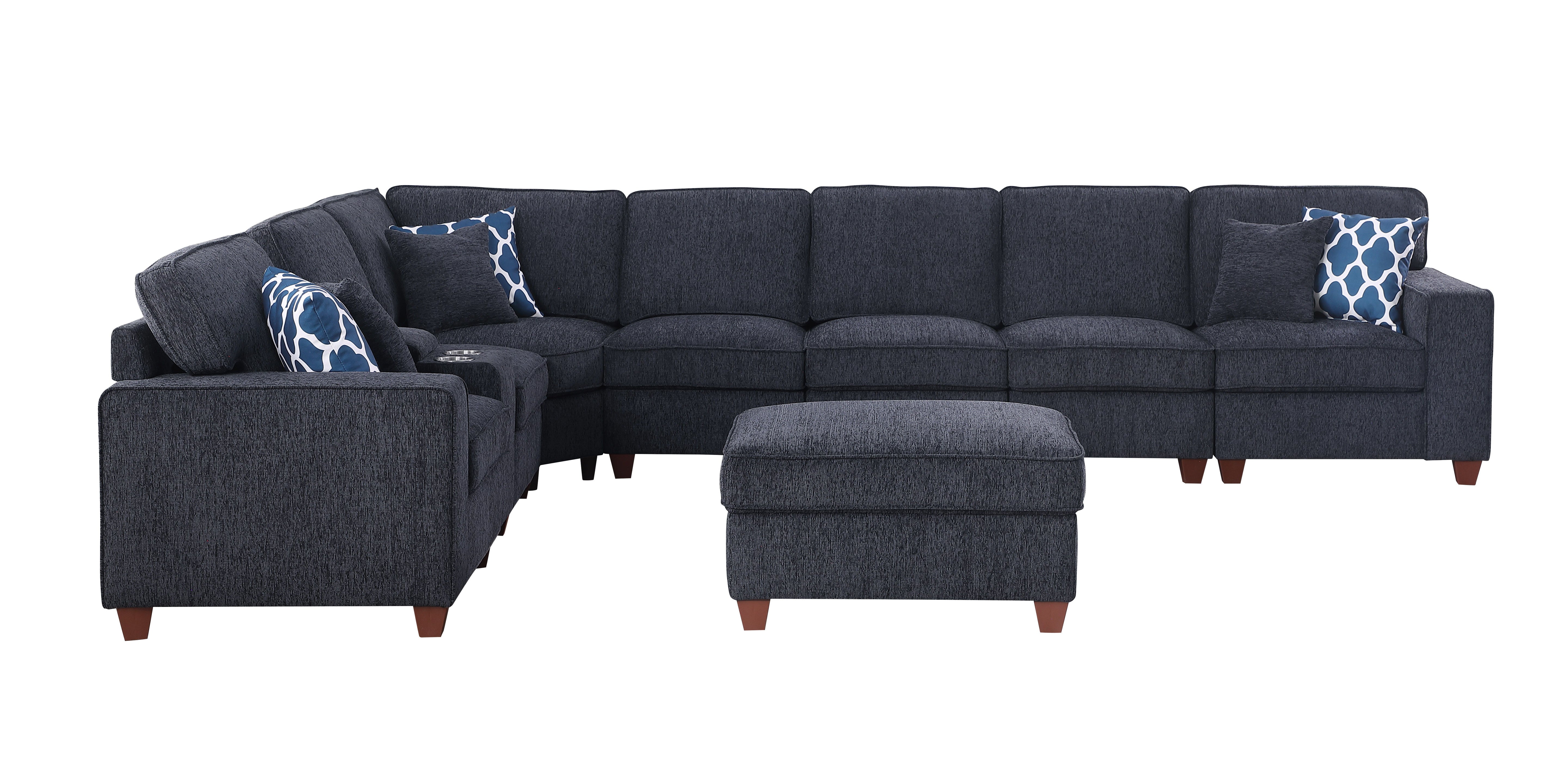 Lily - Sectional Sofa With Ottoman - Black