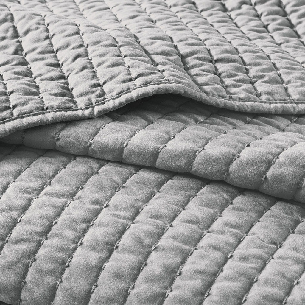 Keaton - King Reversible Coverlet Set - Gray
