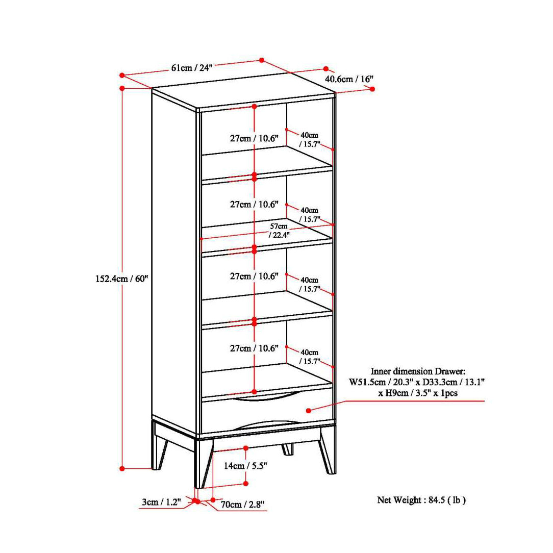 Harper - Bookcase with Storage - Walnut Brown