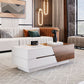 Modern Extendable Sliding Top Coffee Table with Storage in White&Walnut