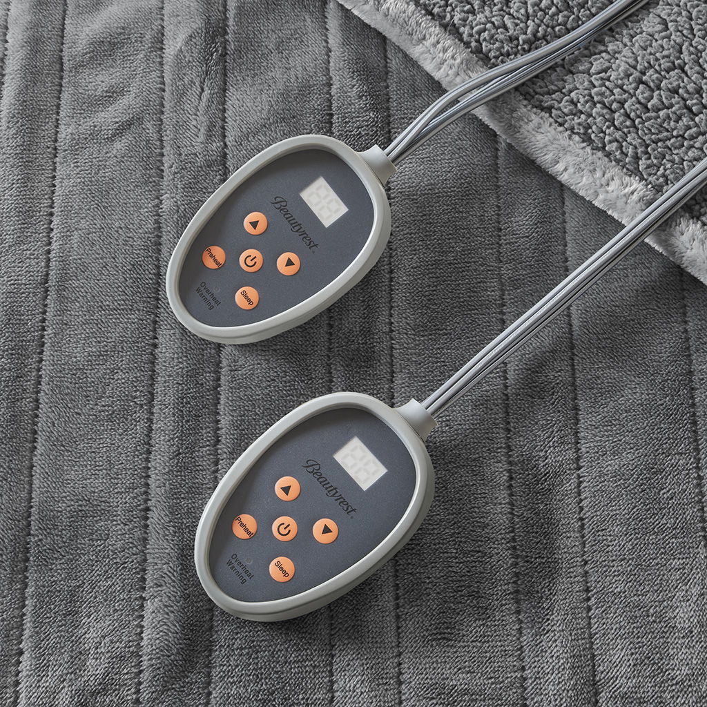 Heated Microlight to Berber - Queen Blanket - Gray