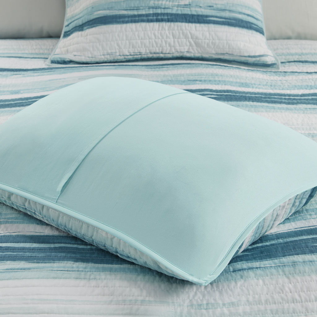 Marina - 6 Piece Quilted Coverlet Set - Aqua
