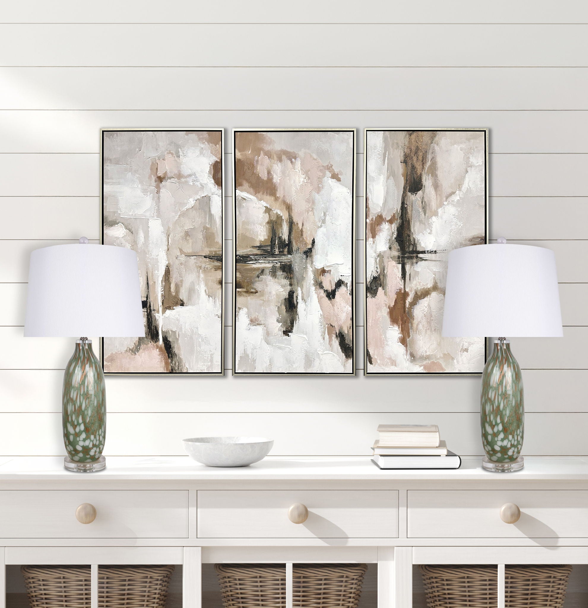 "Verdant Glow" Art Glass Table Lamp (Set of 2) - Green Art Glass