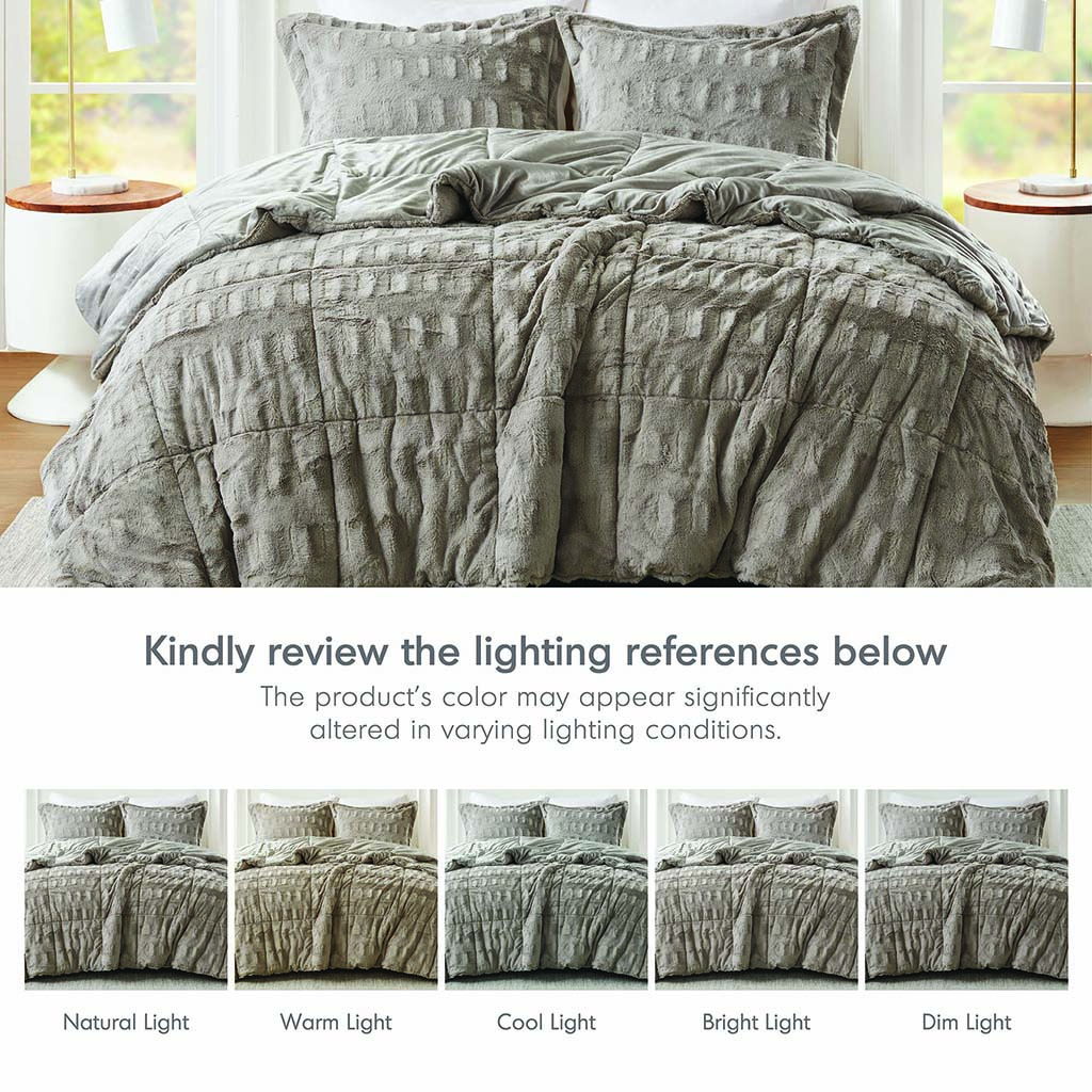 Gia - 2 Piece Twin/Twin Long Solid Comforter Mini Set - Gray