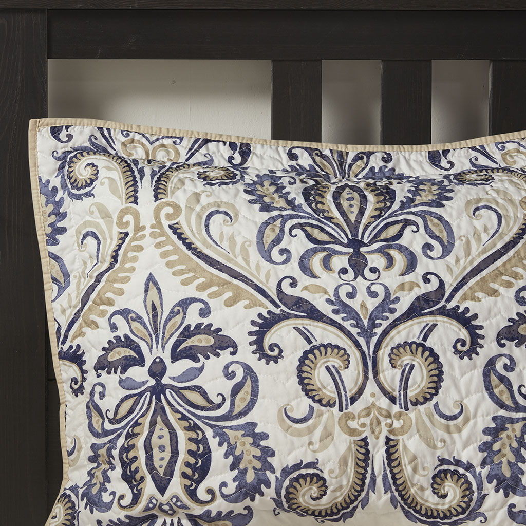 Cali - 6 Piece Reversible Coverlet Set - Blue