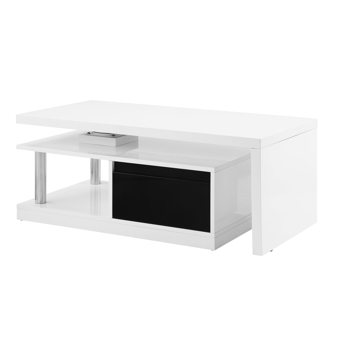 ACME Buck II Coffee Table w/Swivel Top in White & Black High Gloss Finish LV00997