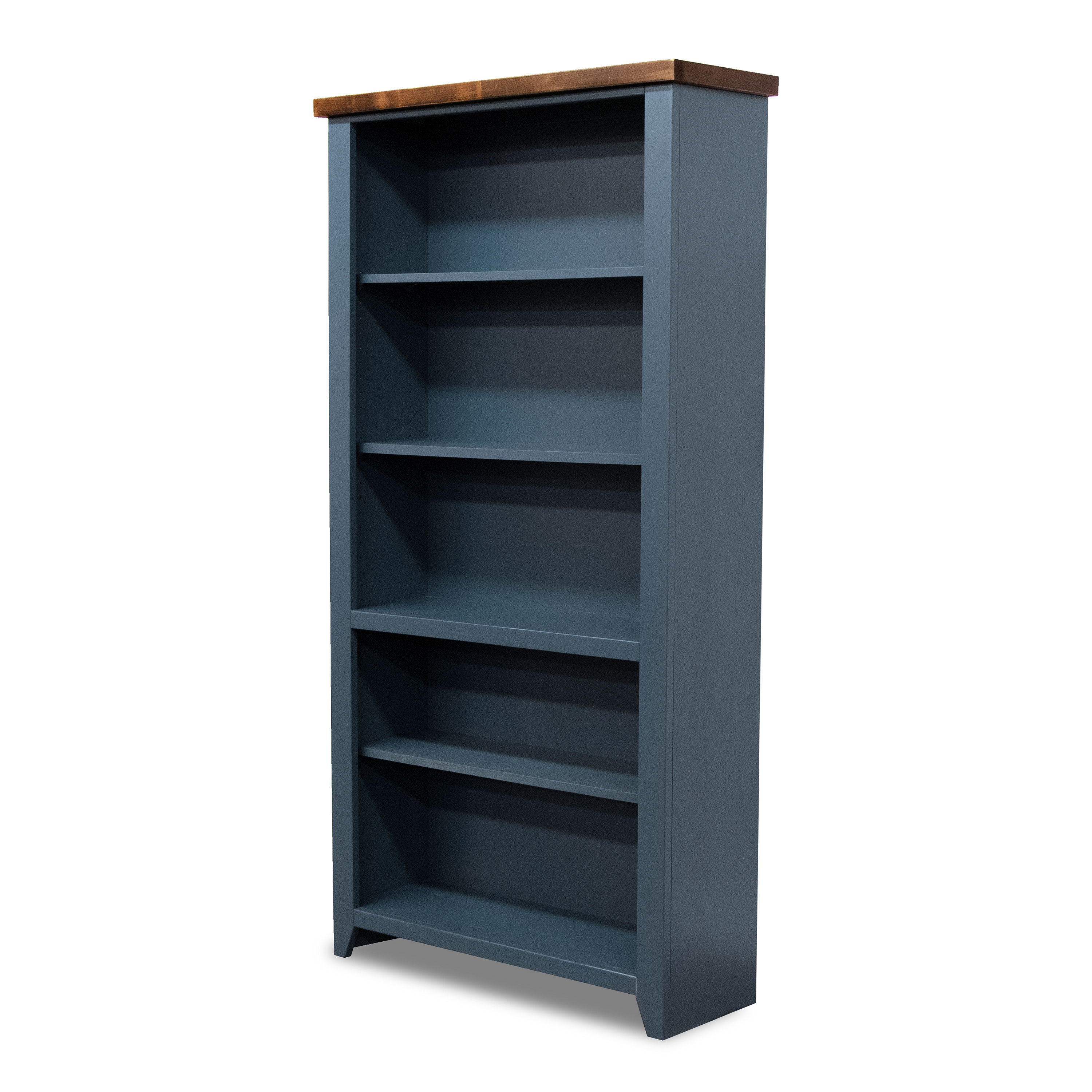 Nantucket - 5 Shelf Bookcase - Blue Denim, Whiskey