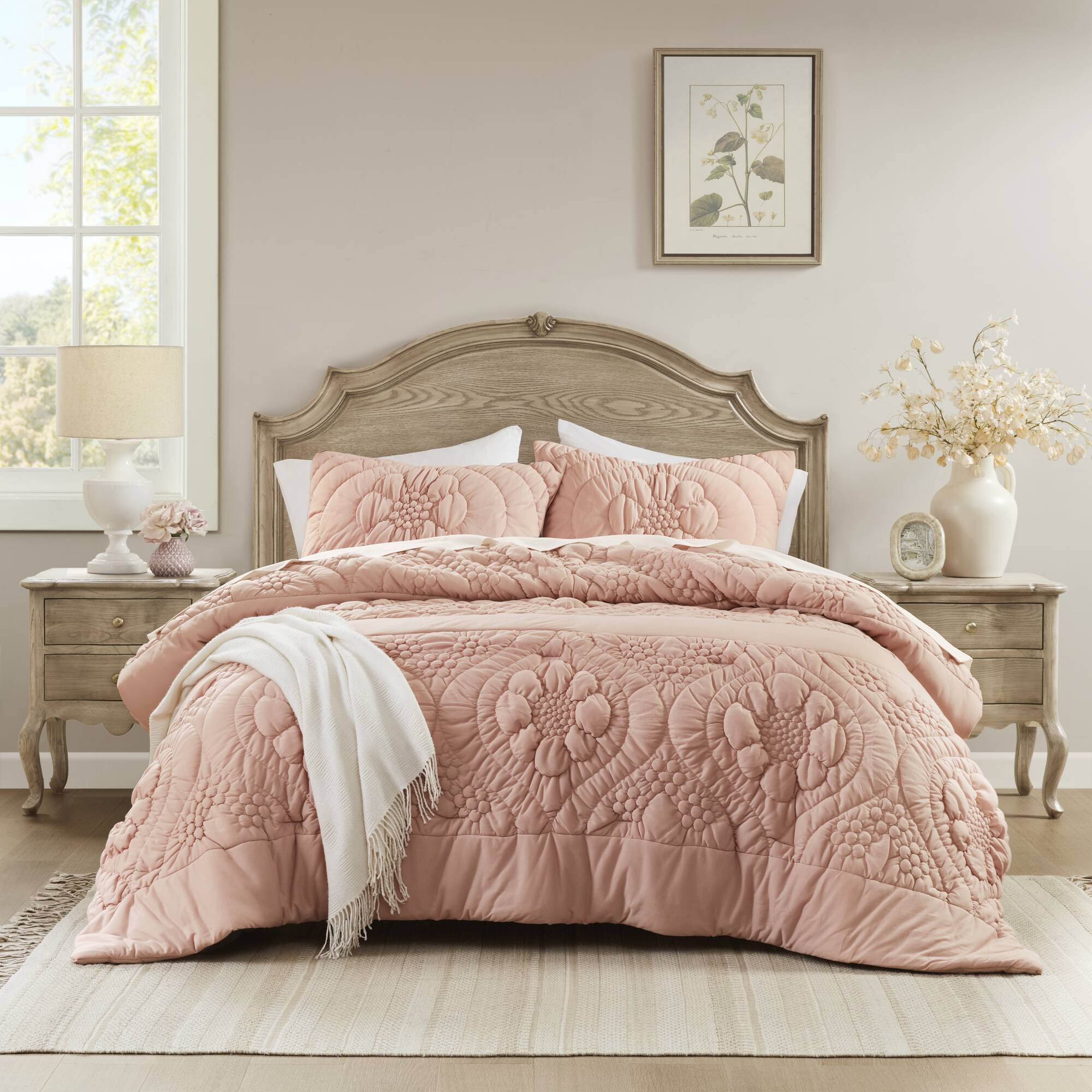 Elise - King Comforter Set - Pink