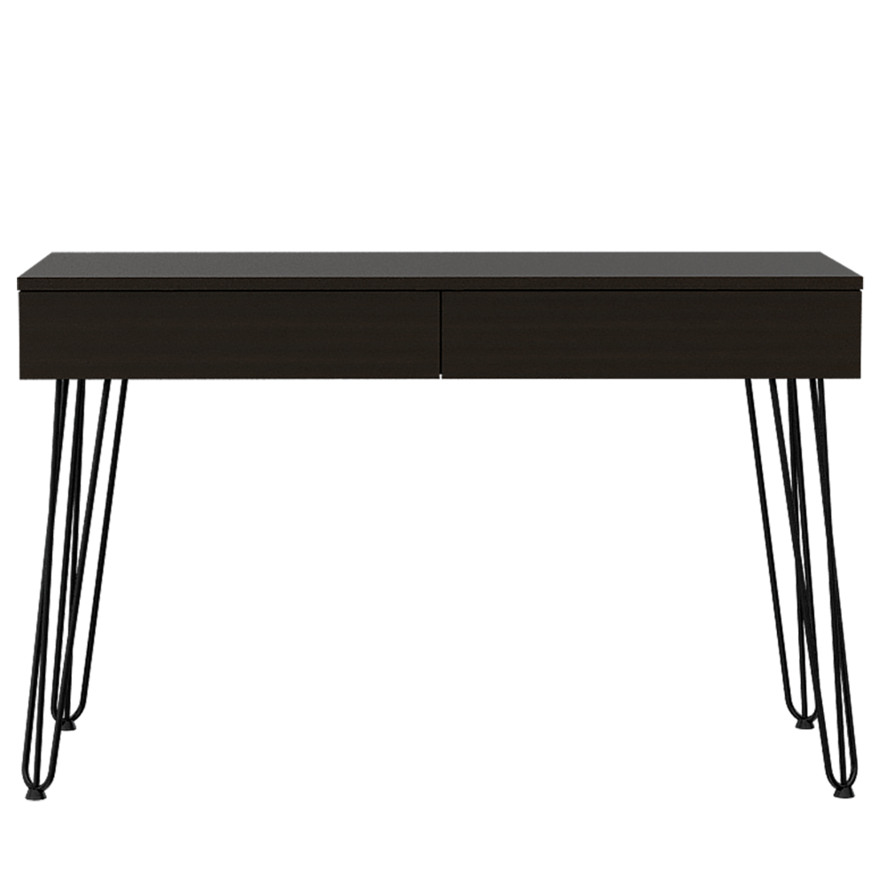 Mumbai 2 Drawers Computer Desk with Hairpin Legs -Black