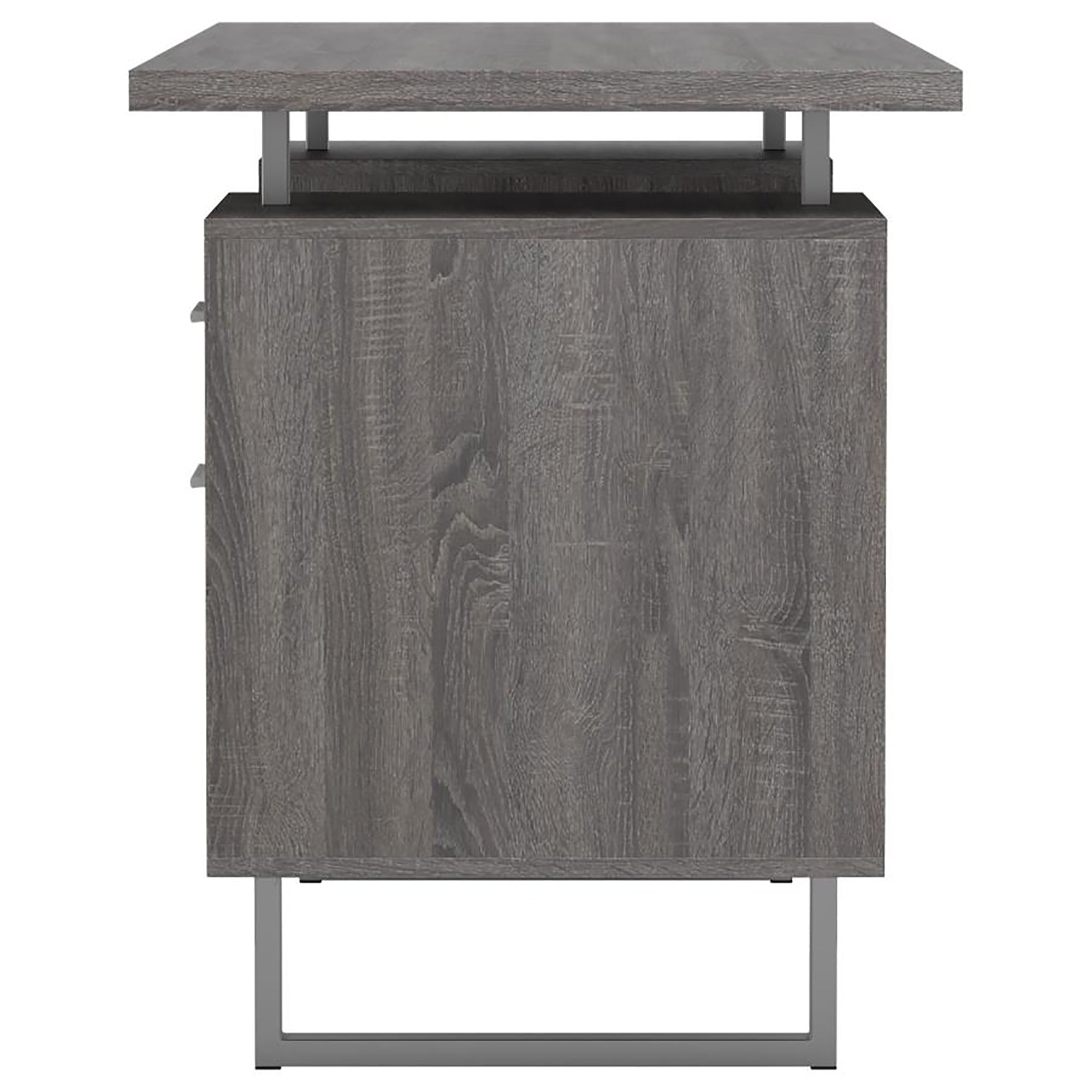 Weathered Grey 2-drawer Floating Top Office Desk