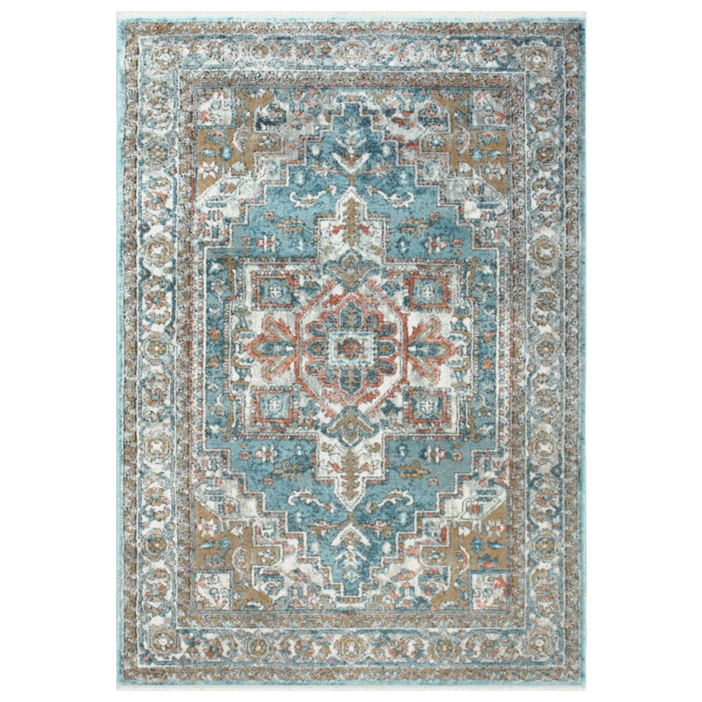 Laguna Highland Blue/Natural/Coral/Ivory Area Rug 4x6