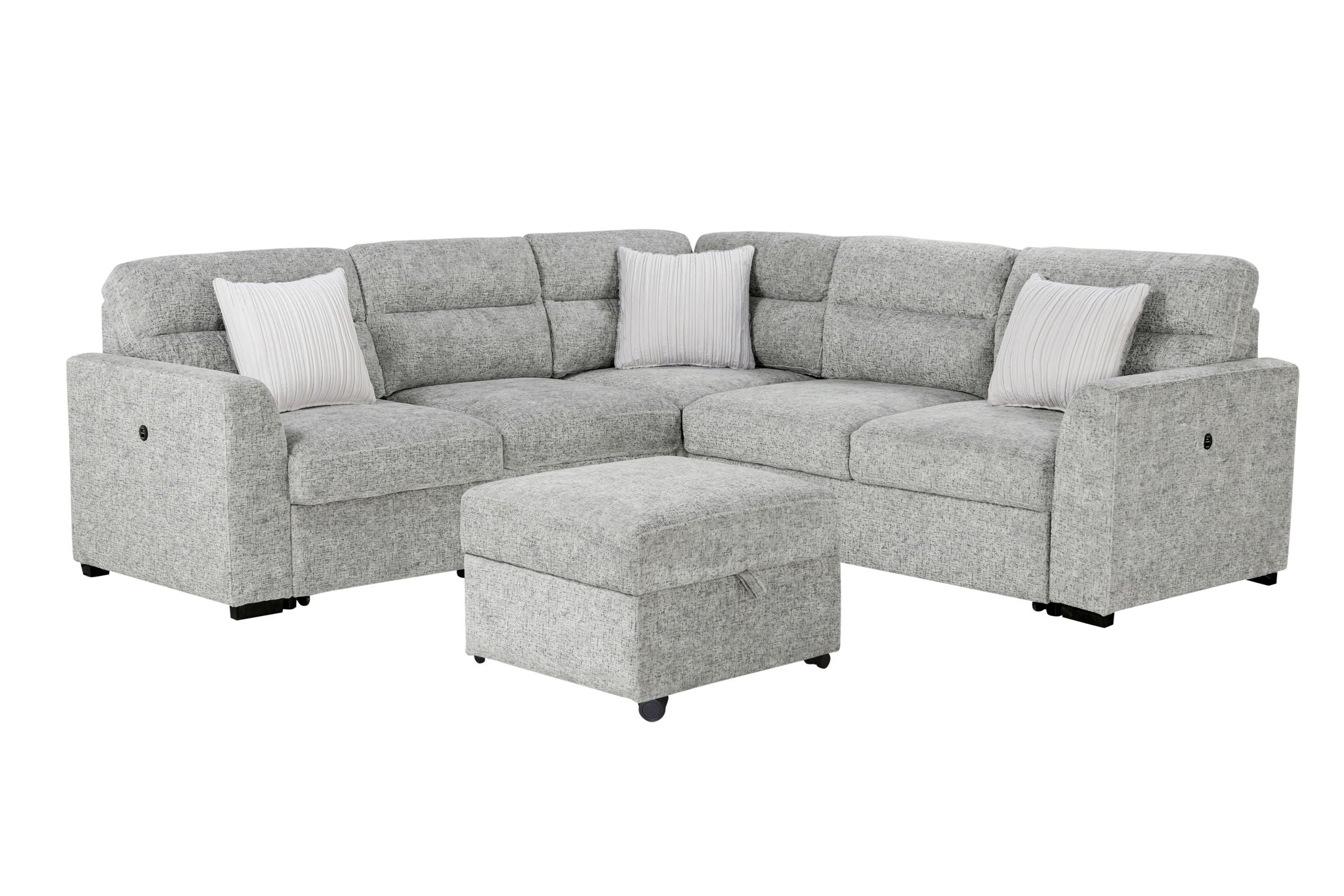 U9401 - Loveseat With Pullout Sofa Bed And 1 Pillow - Gray / Nickel