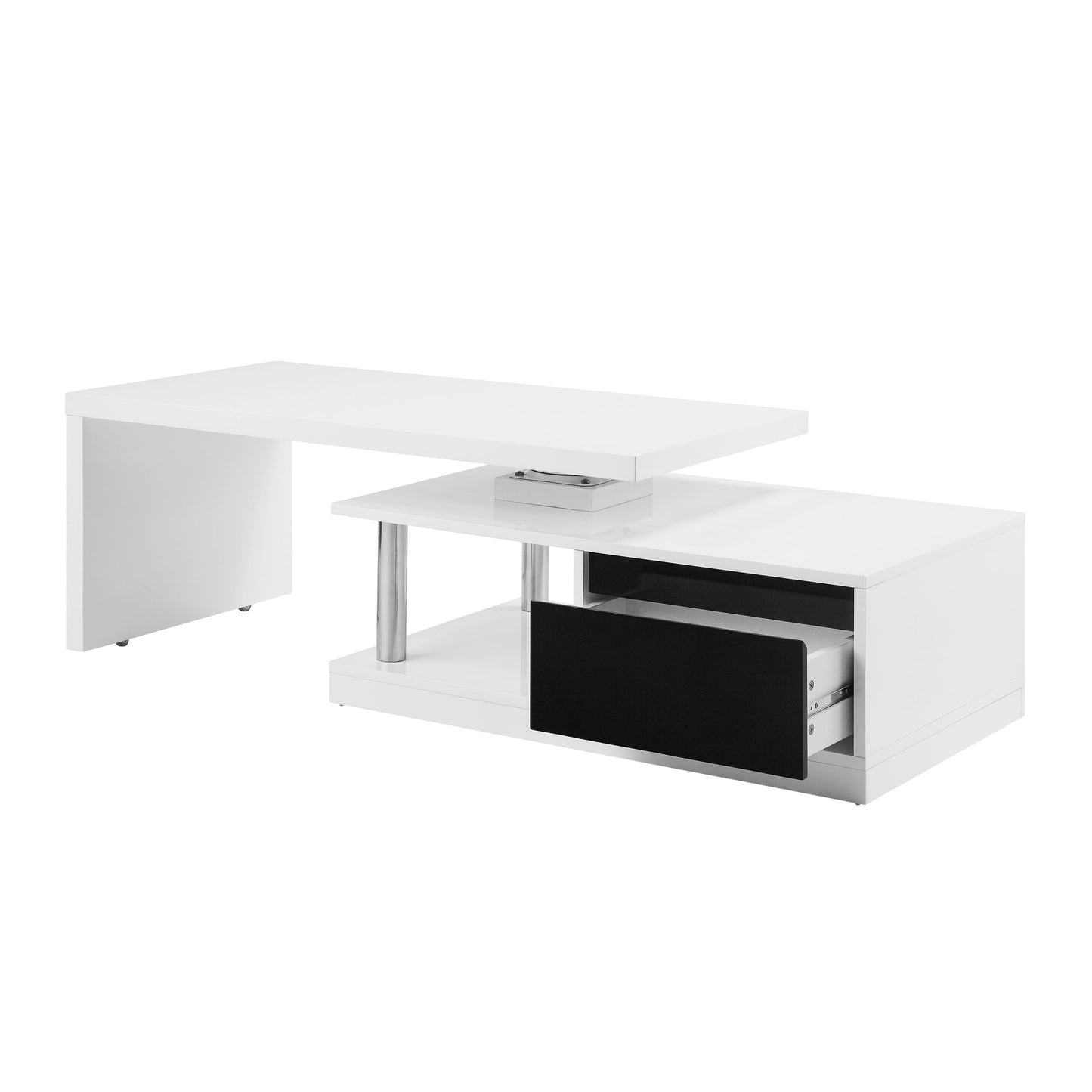 ACME Buck II Coffee Table w/Swivel Top in White & Black High Gloss Finish LV00997