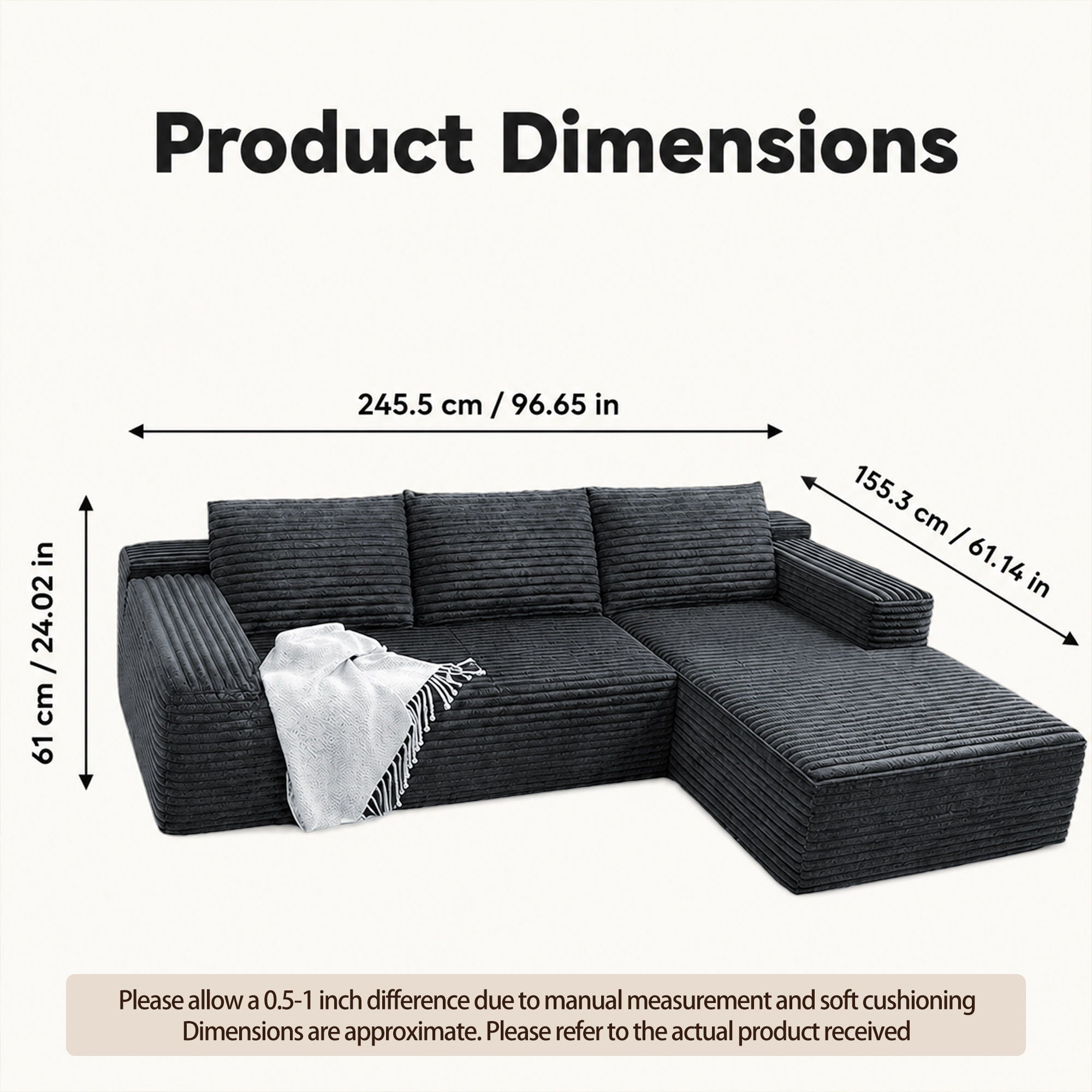 Modern L-Shaped Sectional Sofa With Left Facing Chaise