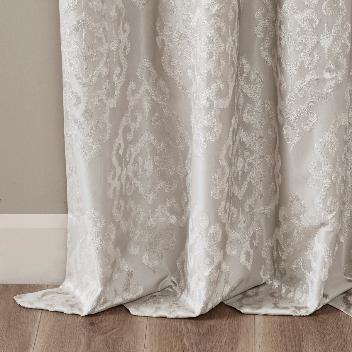 Knitted Jacquard Damask Total Blackout Grommet Top Curtain Panel