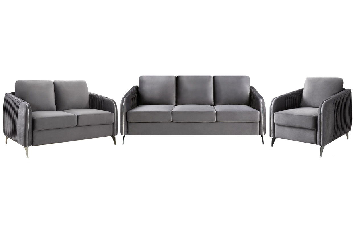 Hathaway - Velvet Fabric Sofa Set