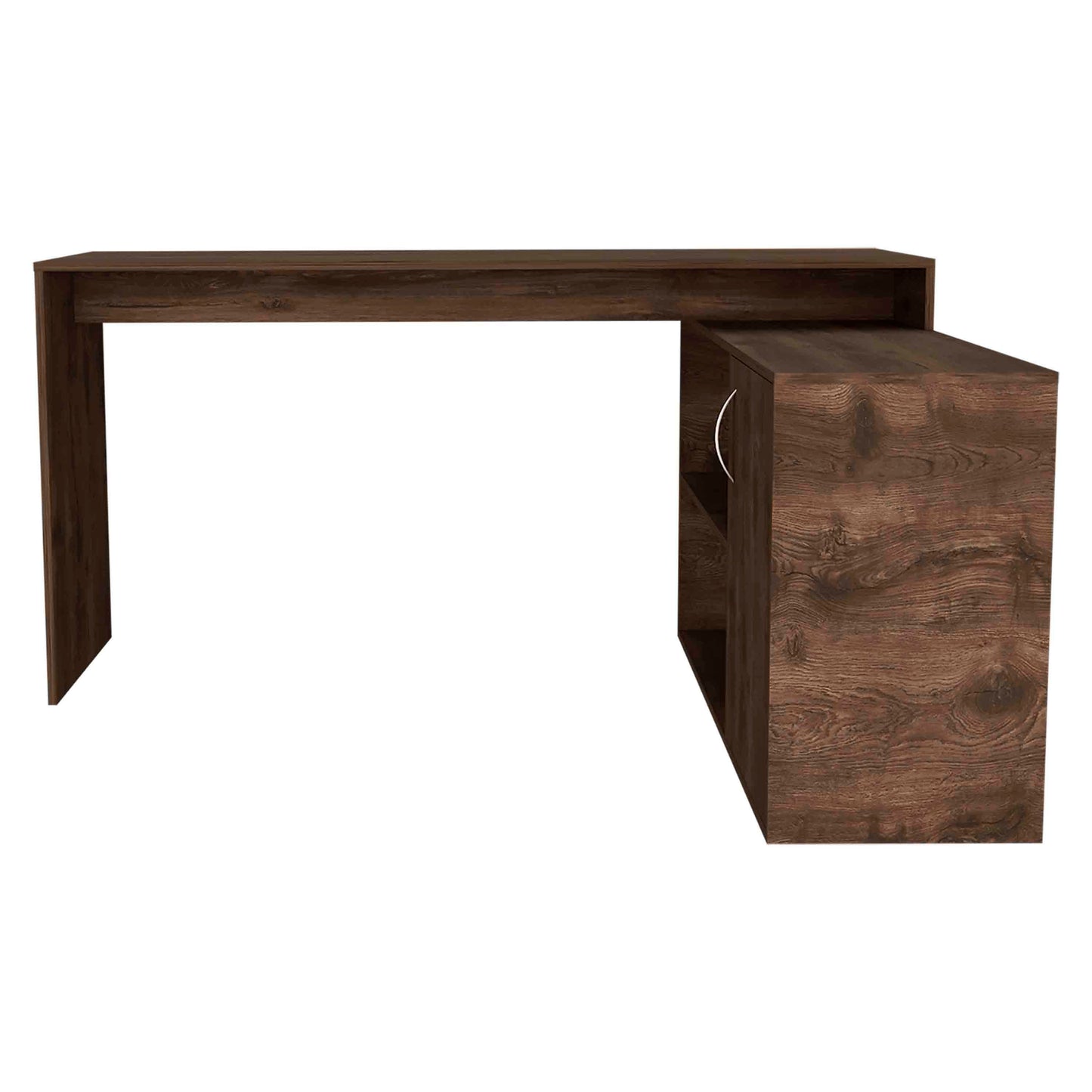 Axis Modern L-Shaped Computer Desk with Open & Closed Storage -Dark Brown