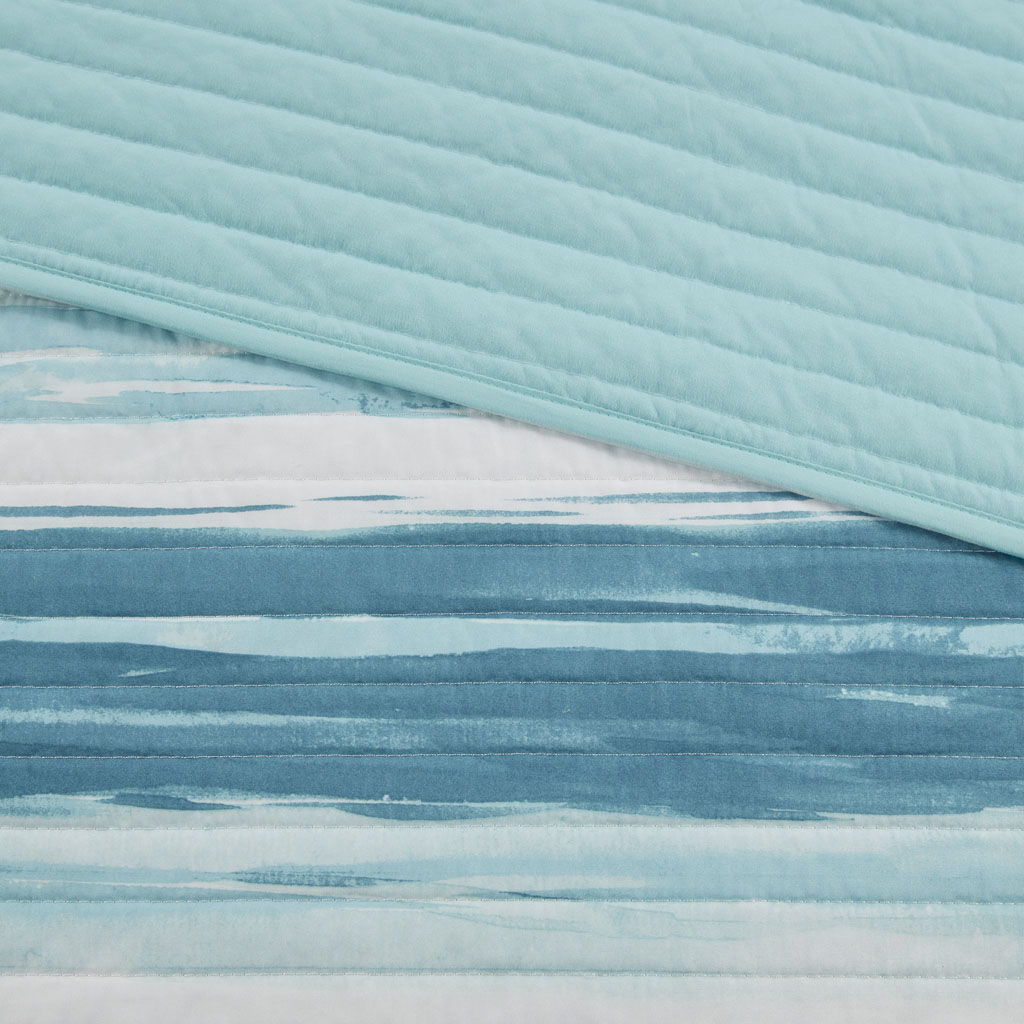 Marina - King 6 Piece Quilted Coverlet Set - Aqua