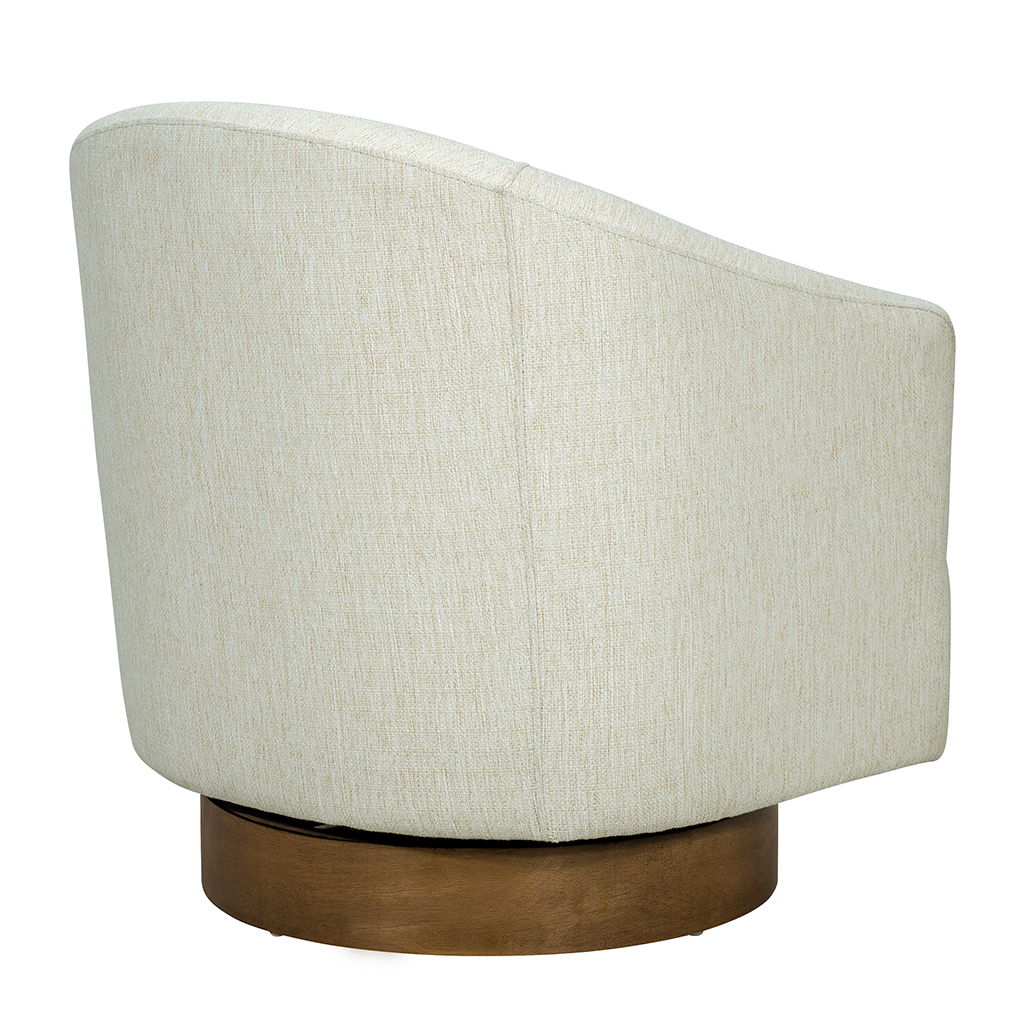 Ashton - Upholstered Swivel Chair With Wood Base - Cream