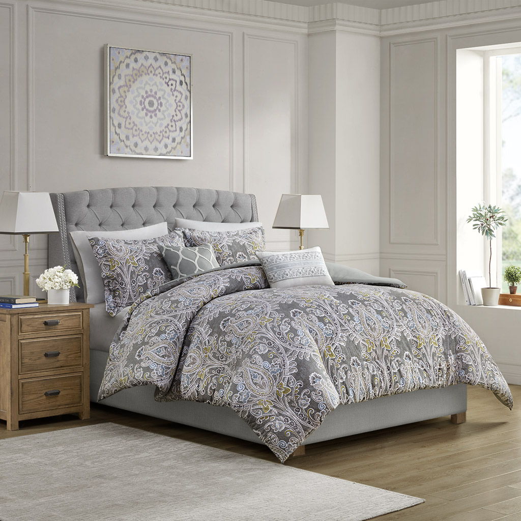 Hallie - 5 Piece Duvet Cover Set - Gray