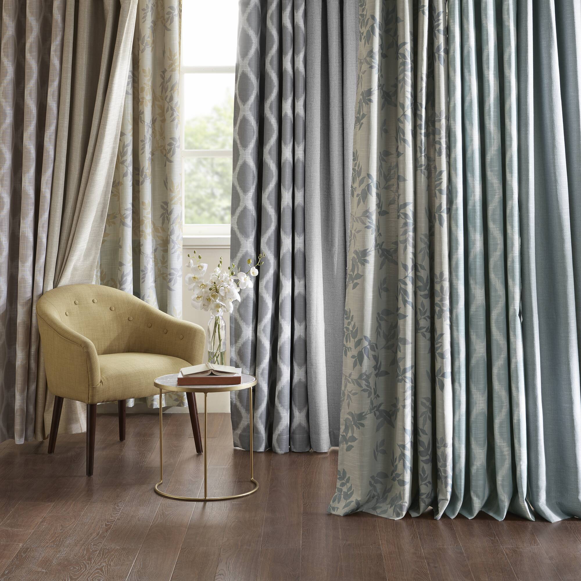 Blakesly - Printed Ikat Blackout Patio Curtain - Aqua