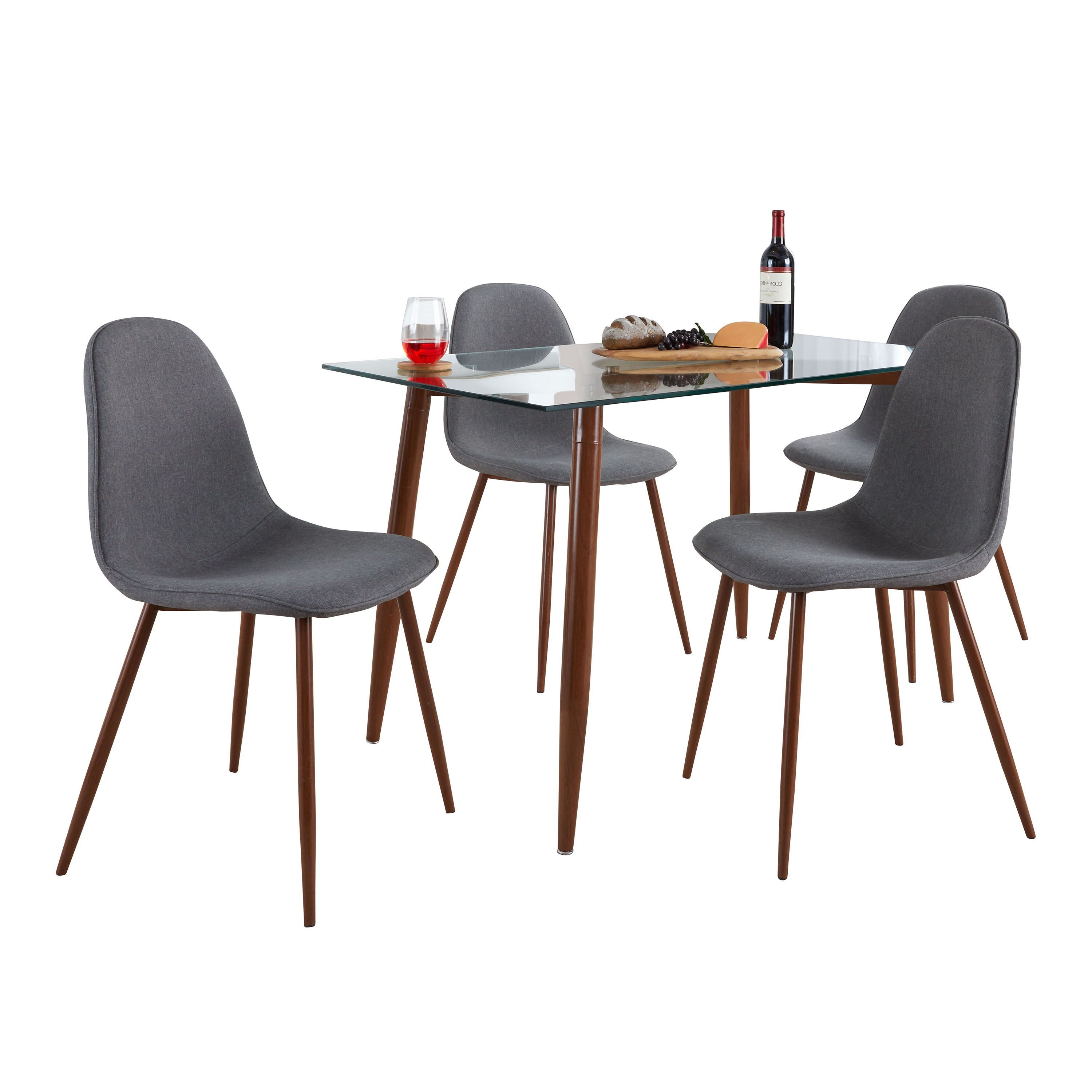 Clara Pebble - 5 Piece Mid Century Modern Elegant Dining Set