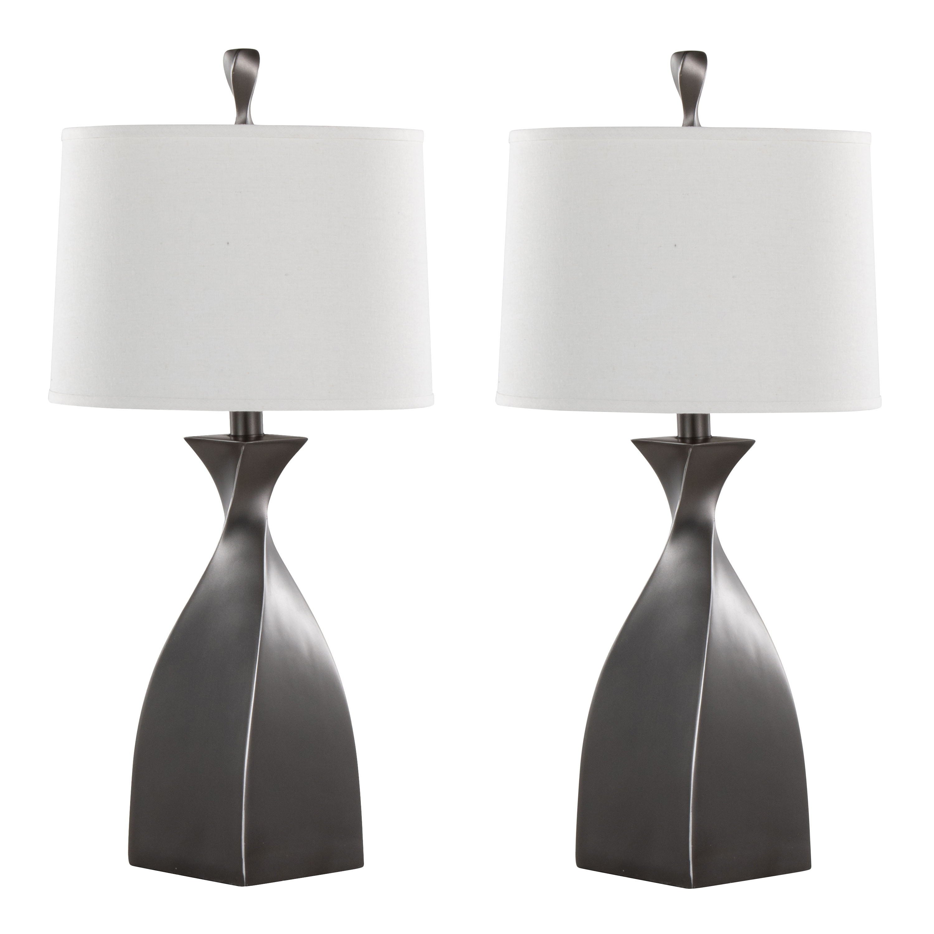 Curvo - Contemporary Table Lamp (Set of 2) - Rubbed Gray Slate / White