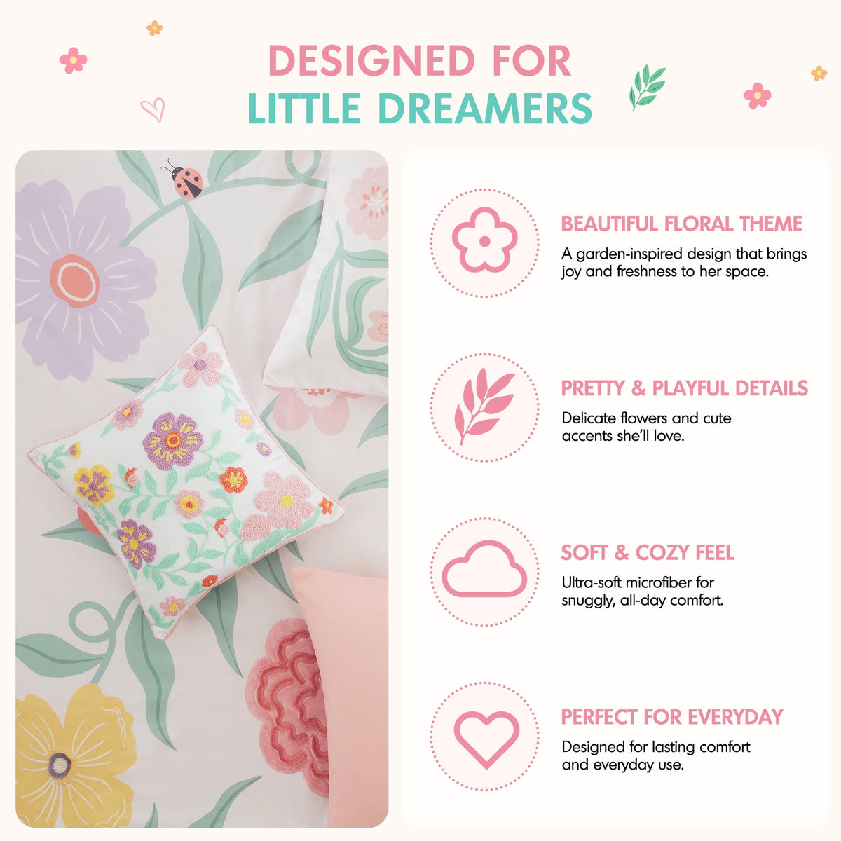 Floral - Twin Comforter Set - Pink