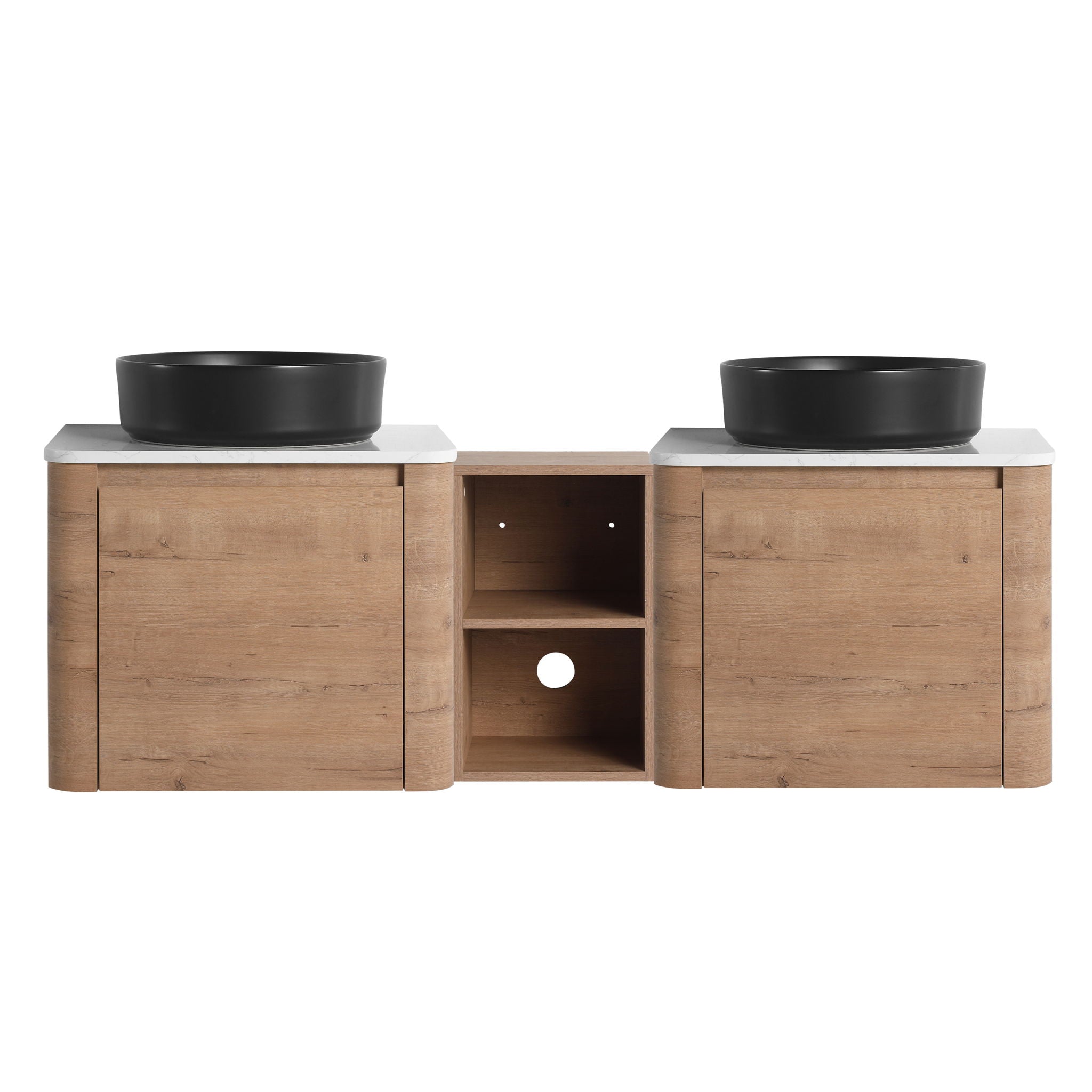 Wall Mounted Bathroom Vanity With Art Sink, 1 Storage Shelf, Soft Close Door