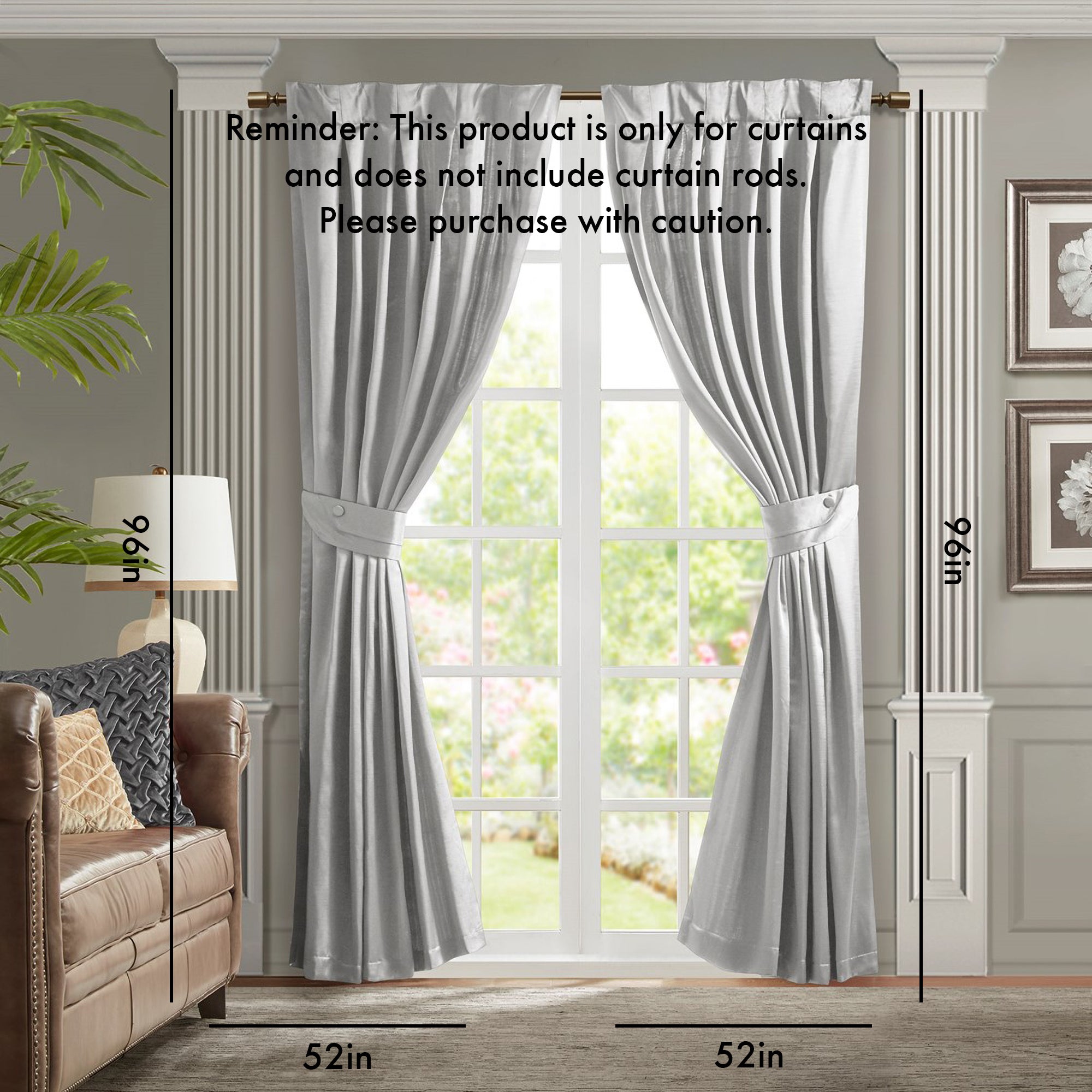Pleat Curtain Panel with Tieback (Single)