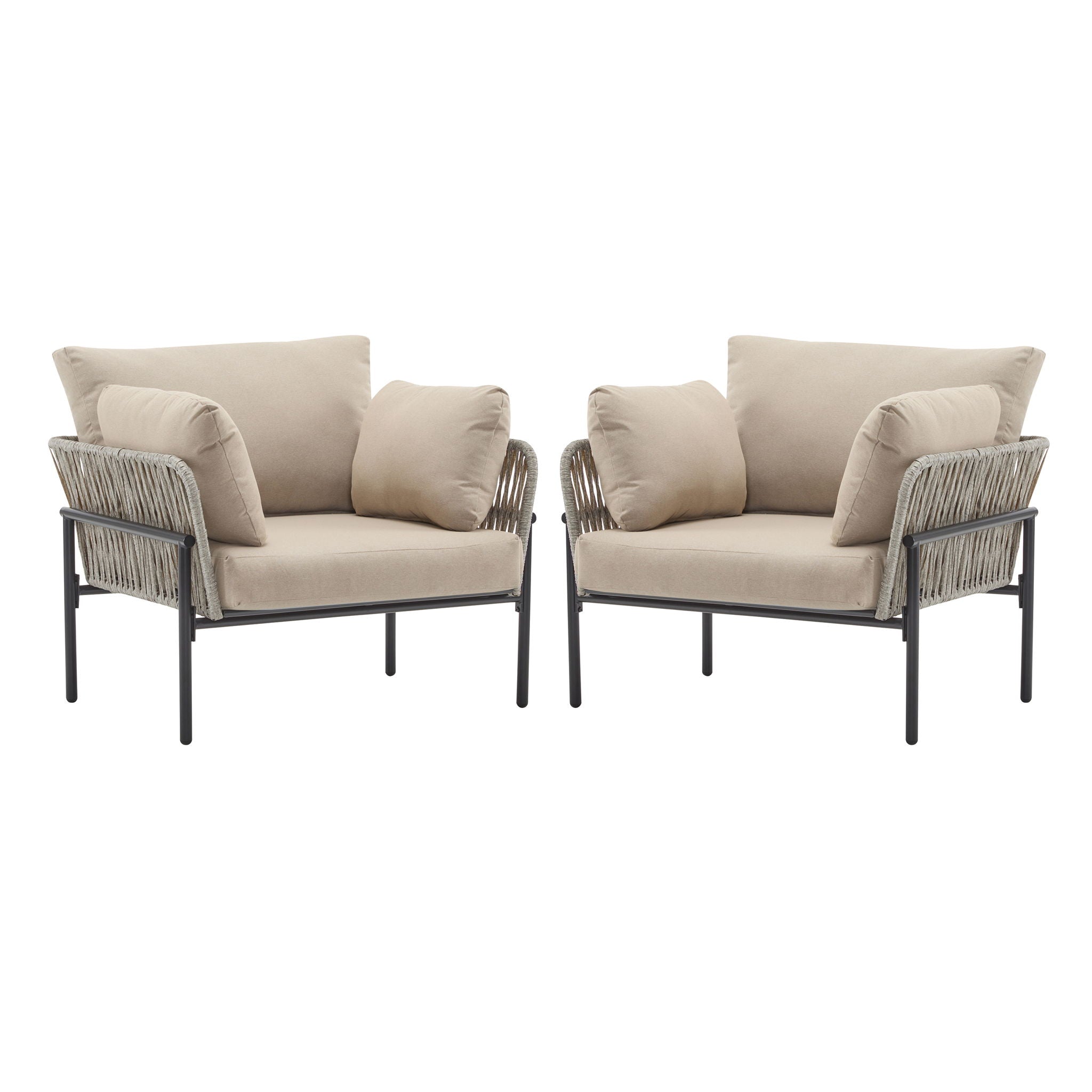 Rope Lounge Chair With Cushions For Modern Spaces