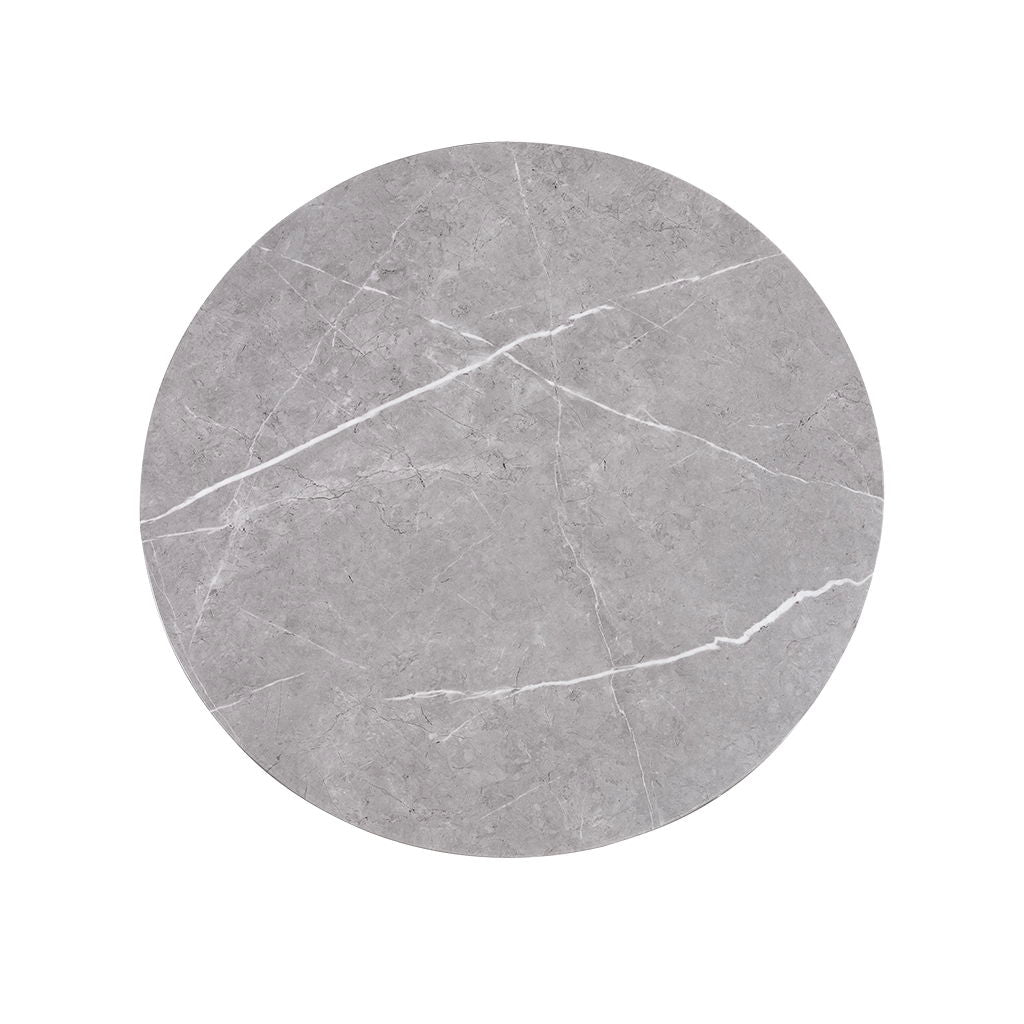 Keegan - Round Mixed Material Coffee Table With Shelf - Oak / Marble