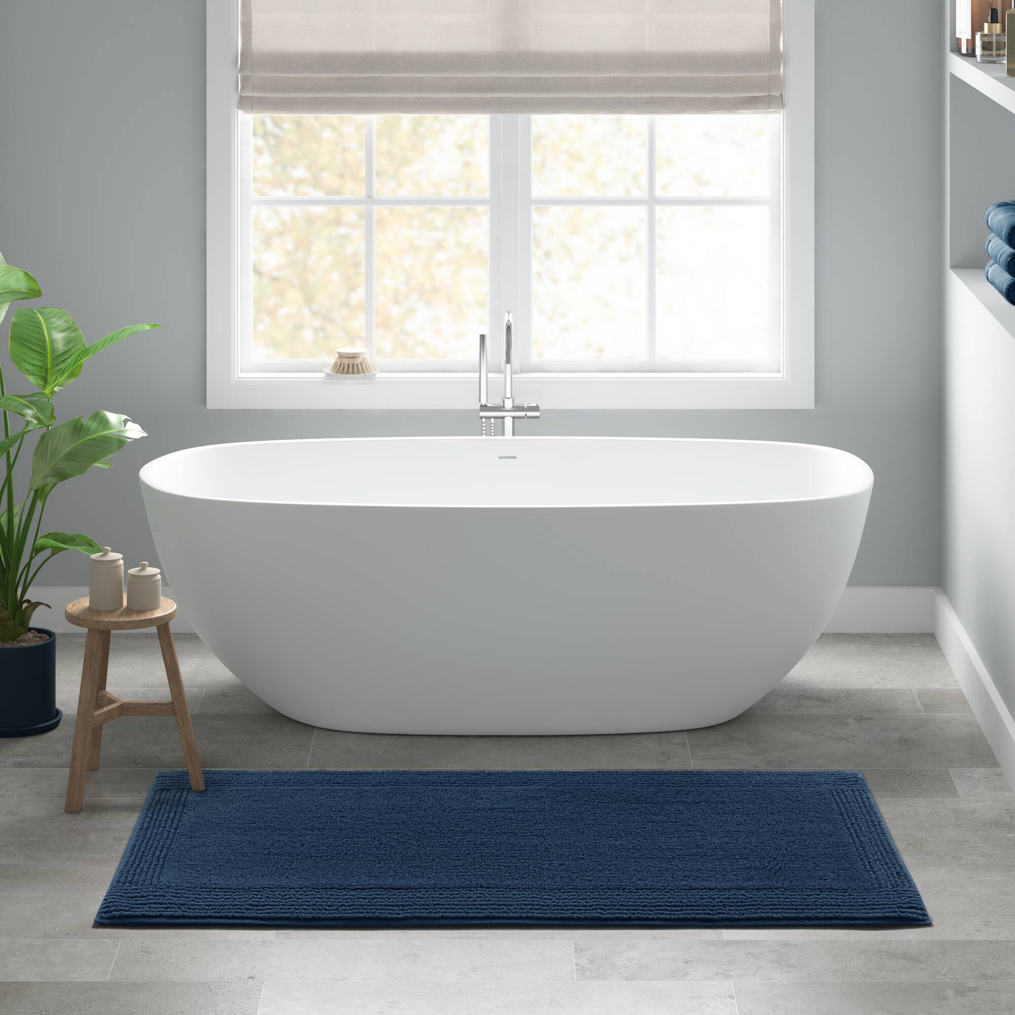 Splendor - 24" x 36" Tufted Reversible Bath Rug - Navy