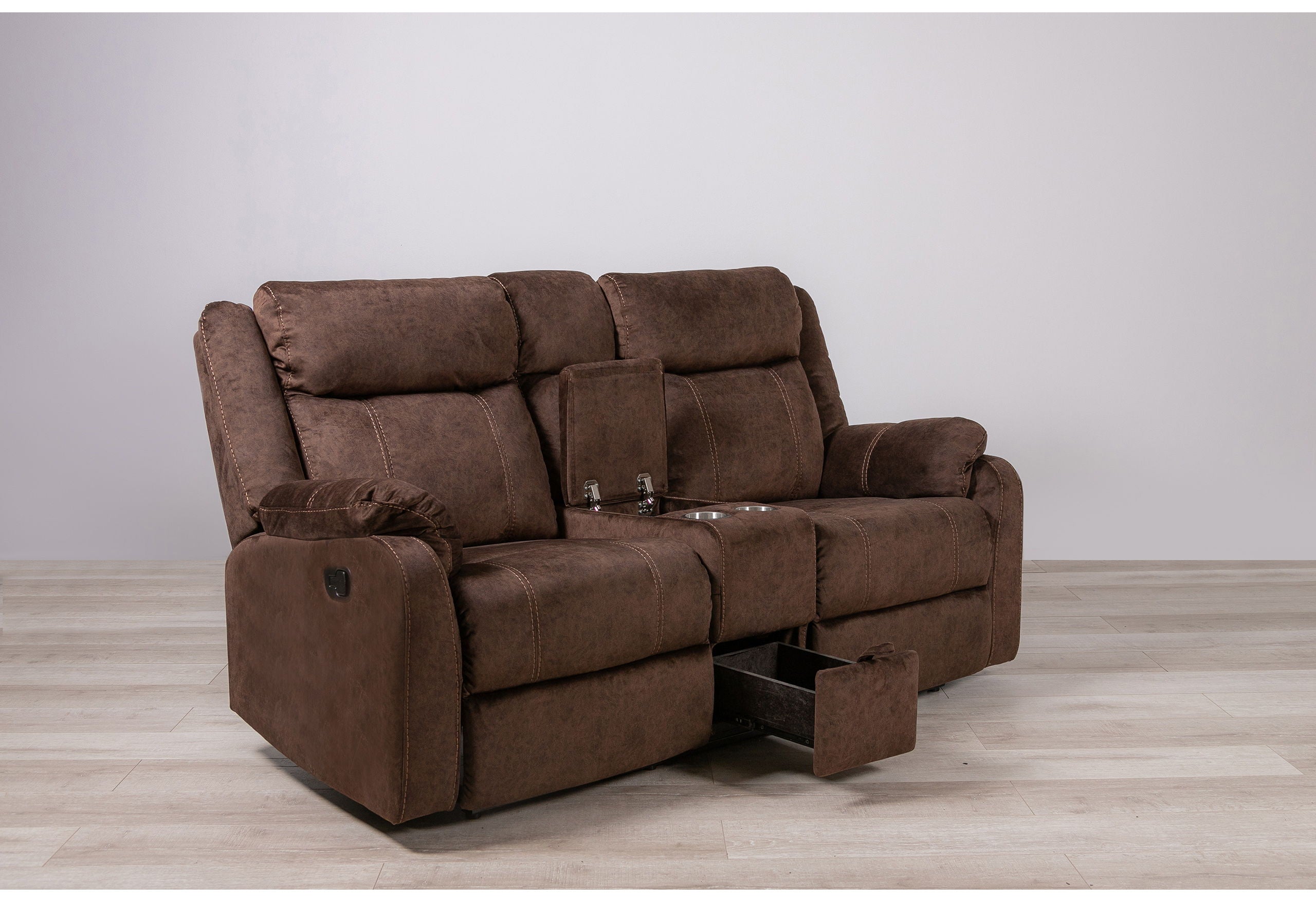 U7303 - Recliner Sofa / Console Power Recliner Loveseat / Glider Recliner - Dark Brown