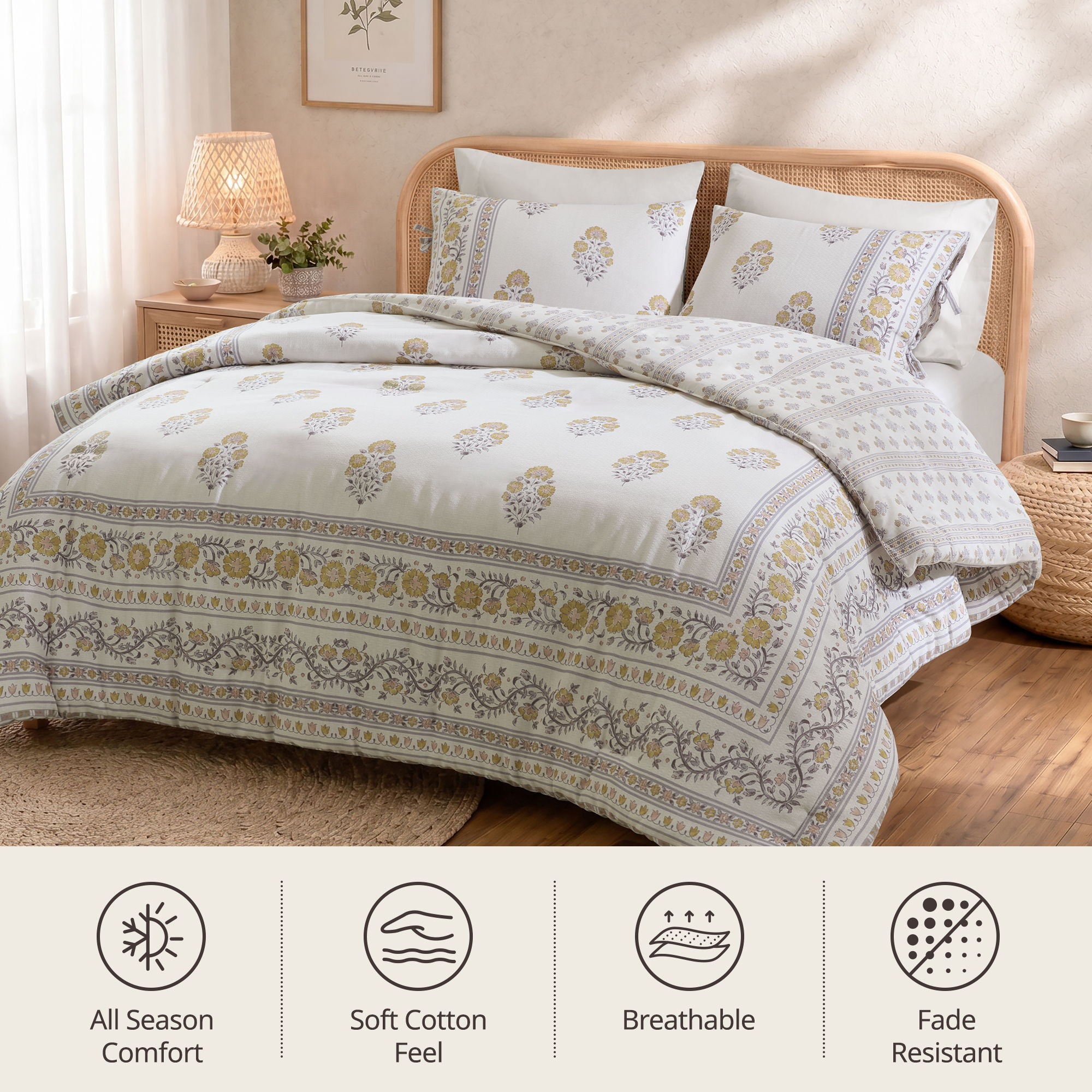 Thalia - King/California King Duvet Set - Blush/Gold
