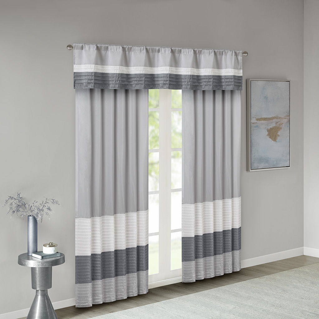 Amherst - 84" Polyoni Pintuck Window Panel - Gray