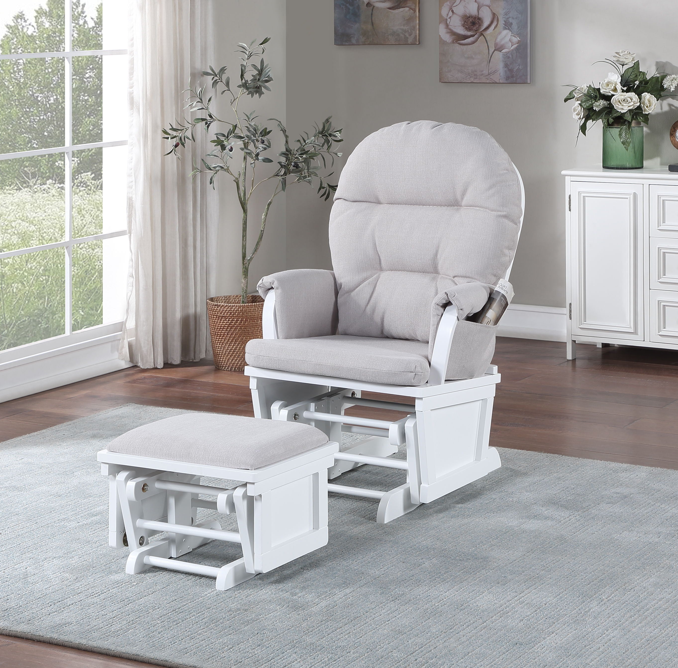 Madison - Glider & Ottoman - White Base