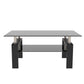 Rectangle Black Glass Coffee Table, Clear Coffee Table,Modern Side Center Tables for Living Room,Living Room Furniture