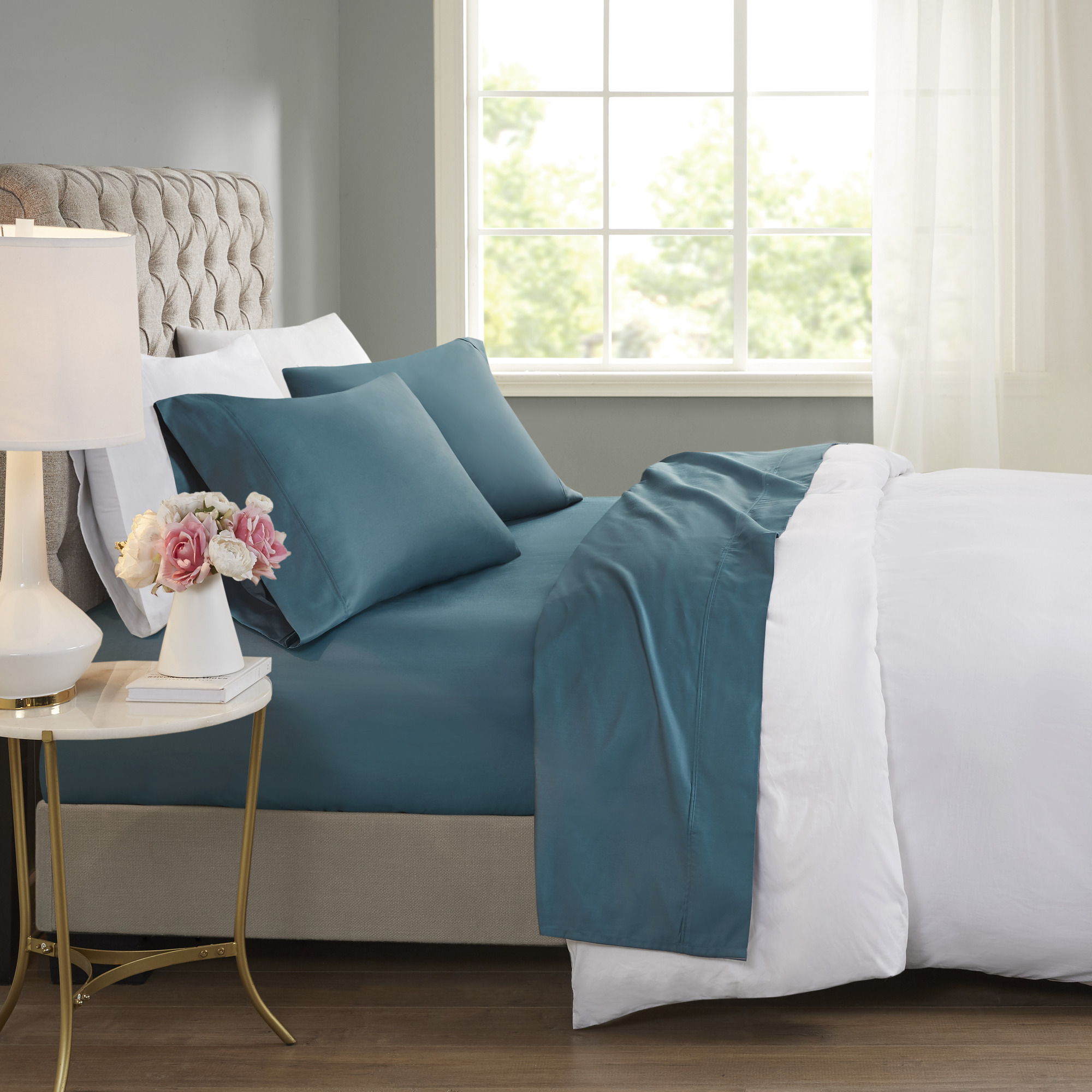 600 Thread Count - Cooling Cotton Blend 4-Piece Sheet Set - Teal