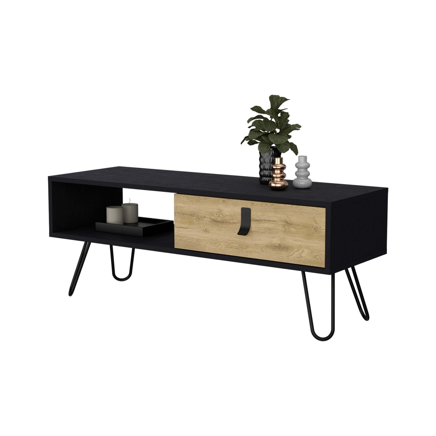 Chase Black and Macadamia Hairpin Legs Coffee Table