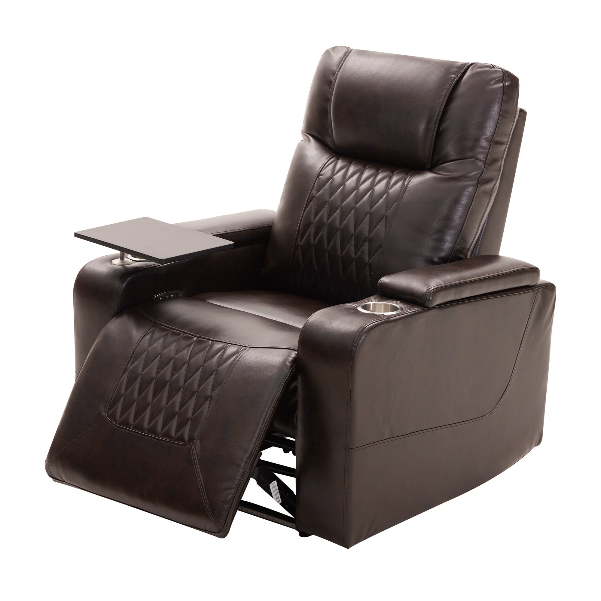 Power Motion Recliner with USB Charging Port and Hidden Arm Storage 2 Convenient Cup Holders Design and 360° Swivel Tray Table,Brown (old sku: SG000630AAD)