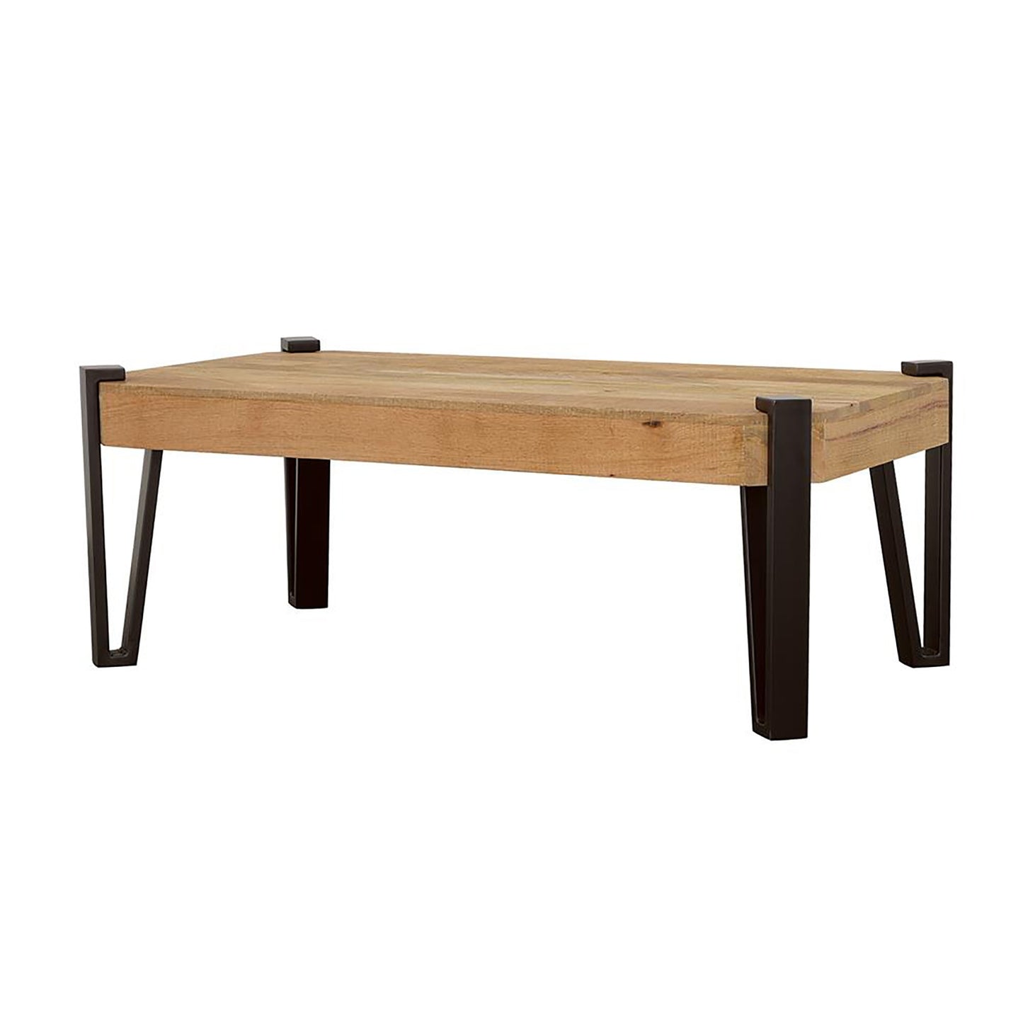 Natural and Matte Black Top Coffee Table