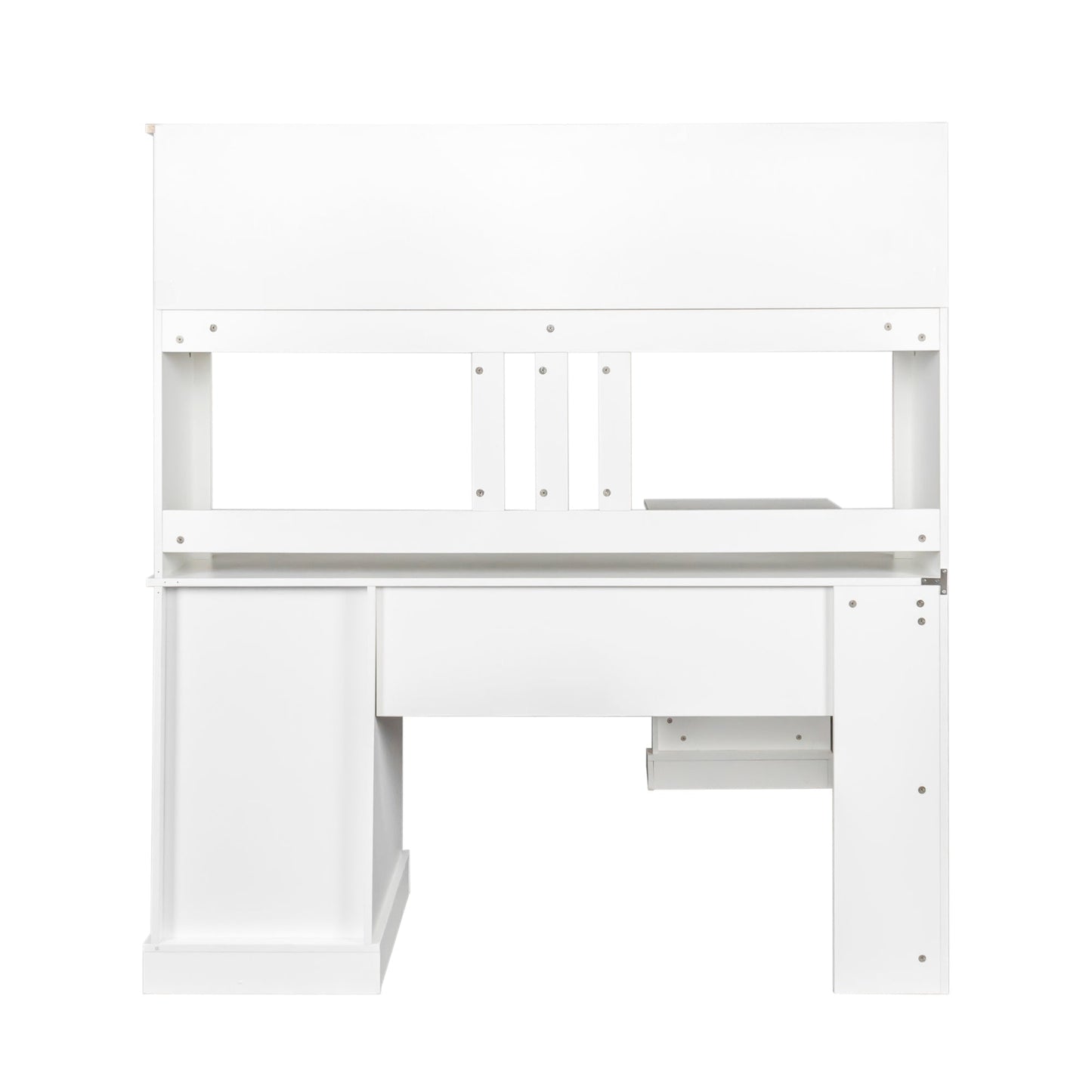 Home Office Computer Desk with Hutch, Antiqued White finish