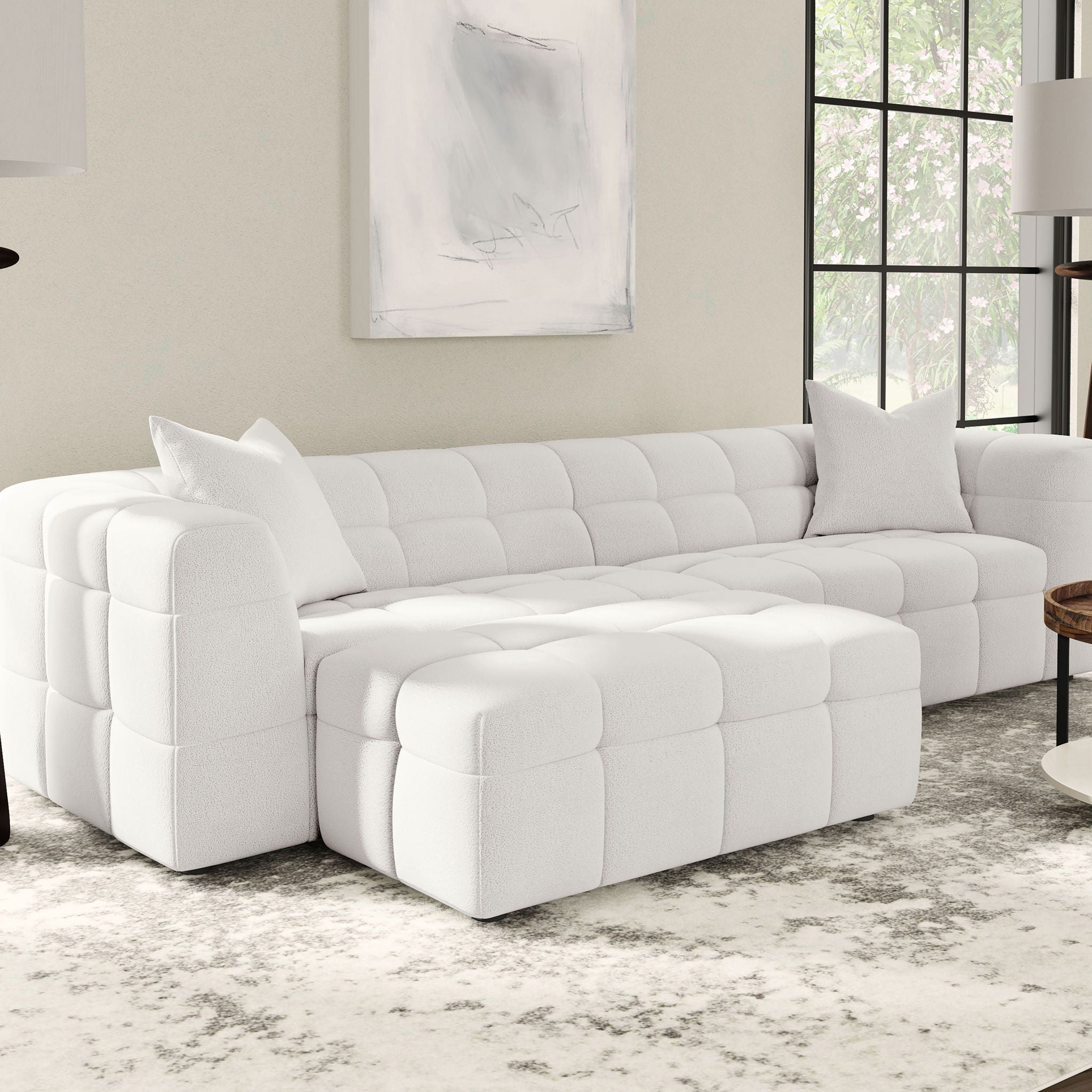 Sooke - Rectangular Ottoman - Off White